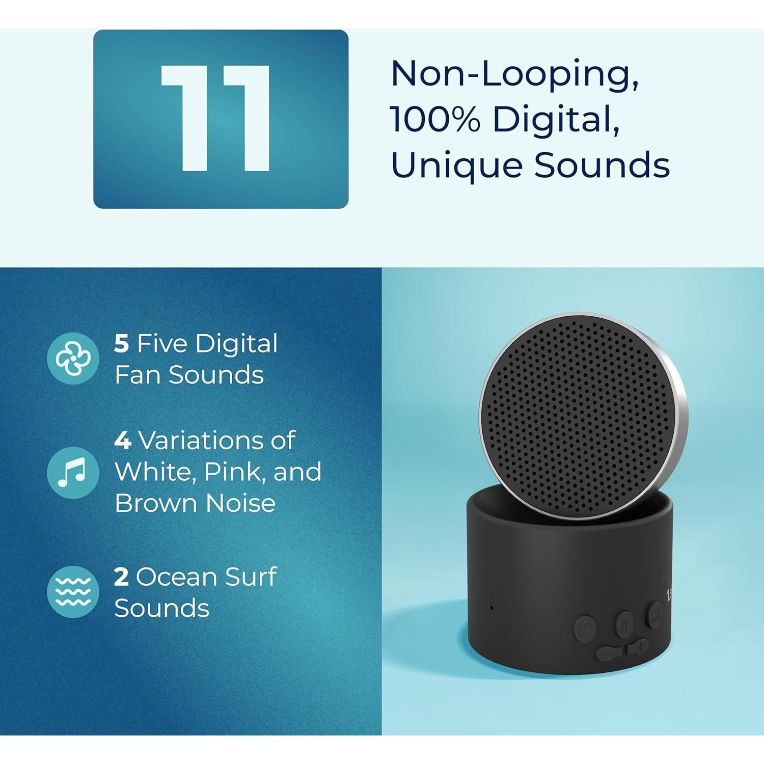 Adaptive Sound Technologies LectroFan Micro2 - Altavoz Bluetooth y Máquina de Ruido Blanco Portátil - 11 Sonidos para Sueño - Negro