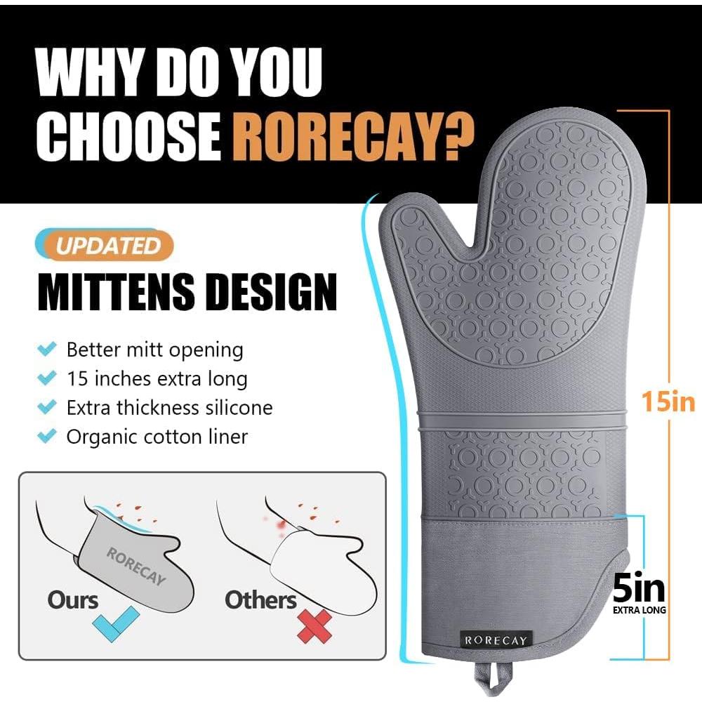 Guantes de Horno Rorecay Silicona Extra Largos 38 cm