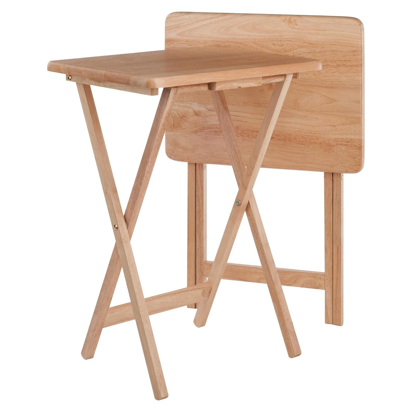 Winsome Alex Set of 2 Foldable Snack Tables, for Living Room, 26", Natural