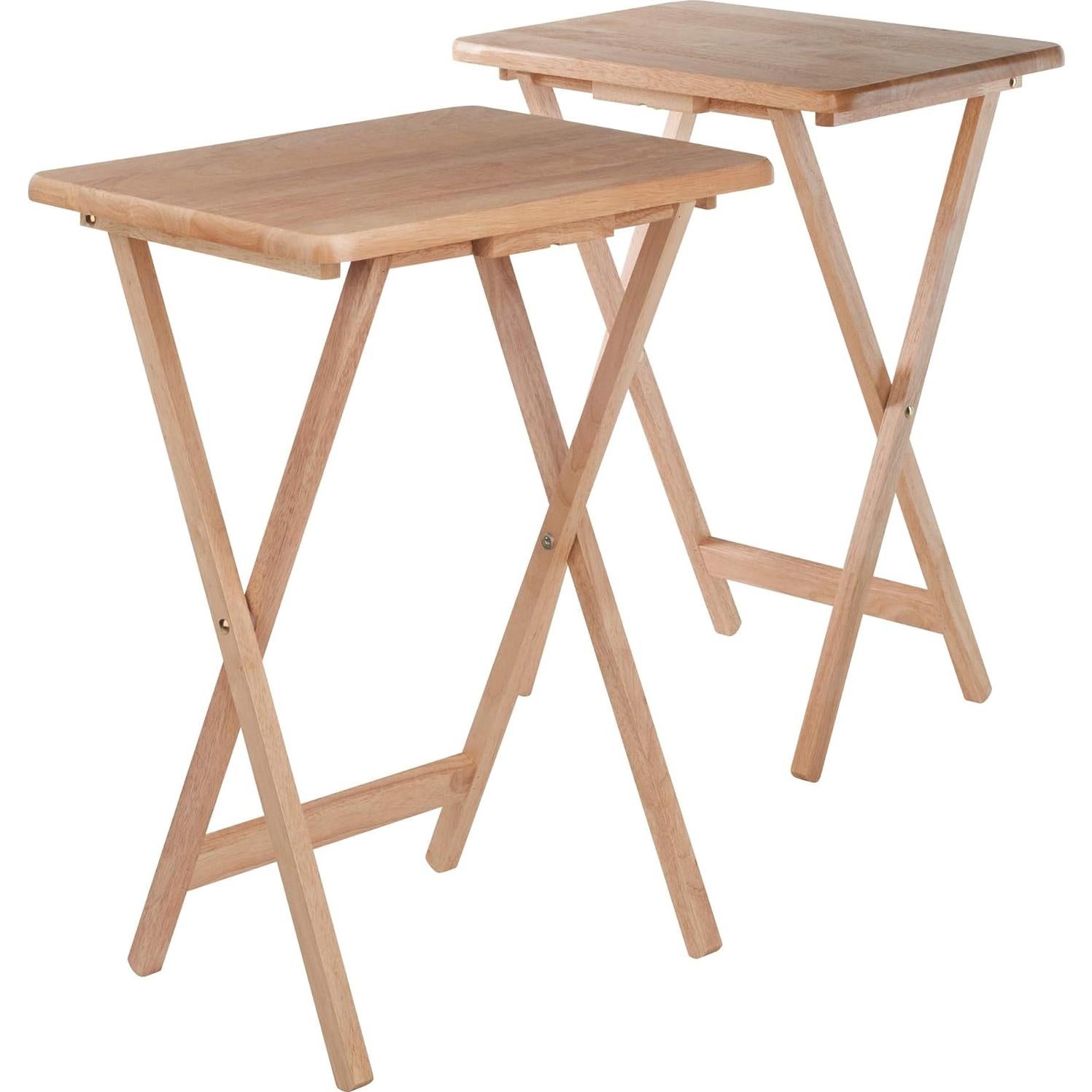 Winsome Alex Set of 2 Foldable Snack Tables, for Living Room, 26", Natural