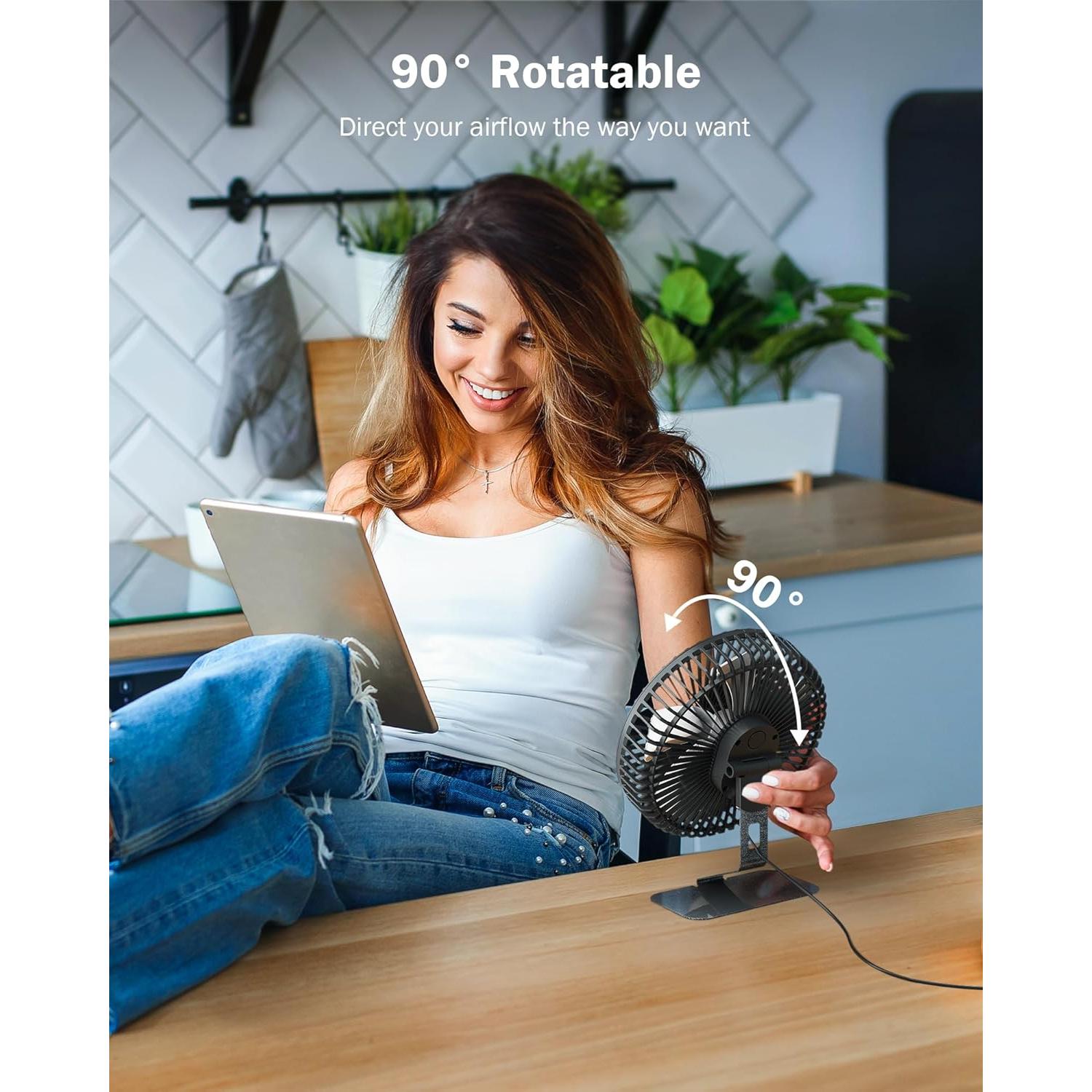 Ventilador de Escritorio USB SLENPET 15 cm 4 Velocidades Silencioso