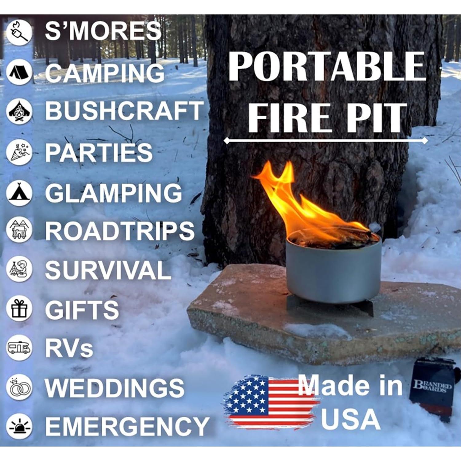 Mini fogata portátil Branded Boards 7,94x2,54cm 5h de uso