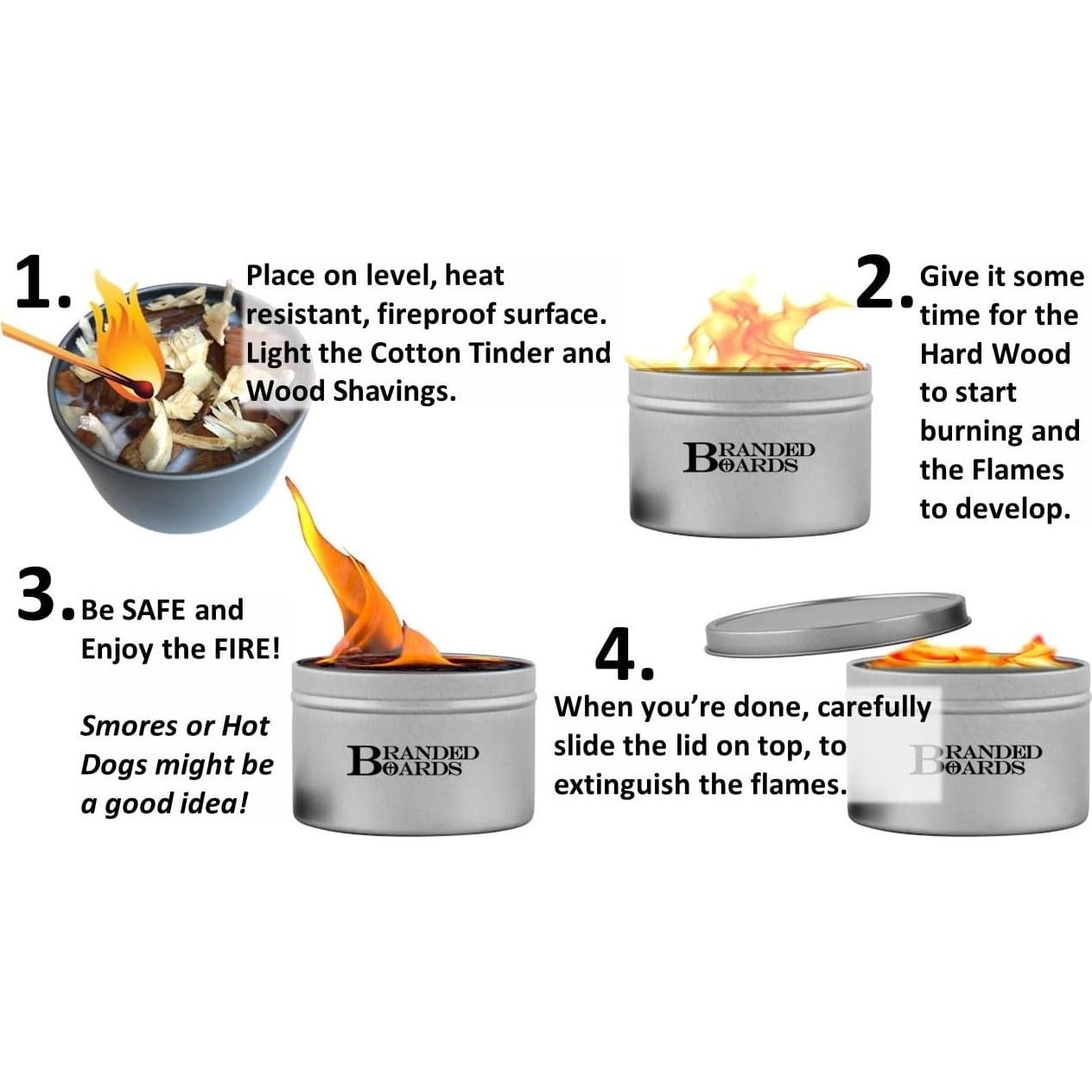 Mini fogata portátil Branded Boards 7,94x2,54cm 5h de uso