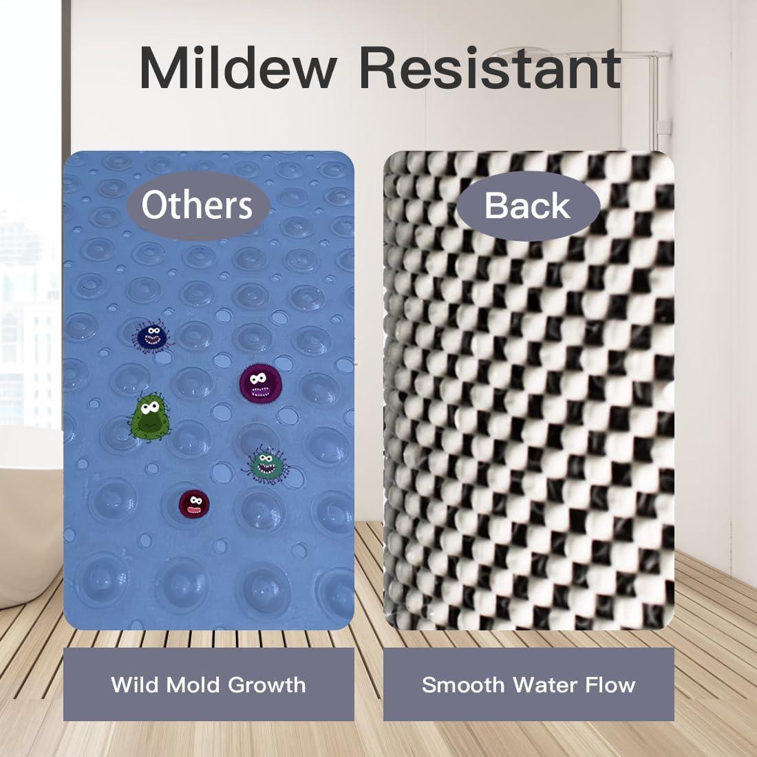 Shower Mat Non Slip,27 x 27 Inch Extra Large Bath Mat with Drain,Soft Square Loofah Shower Stall Mat Bathtub Mat for Bathroom,Without Suction Cups (Beige Yellow)