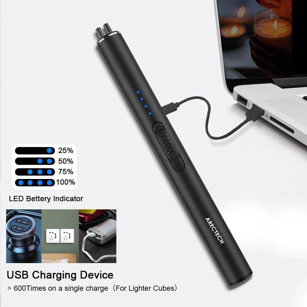 Encendedor Eléctrico Recargable ARECTECH Tipo-C Negro