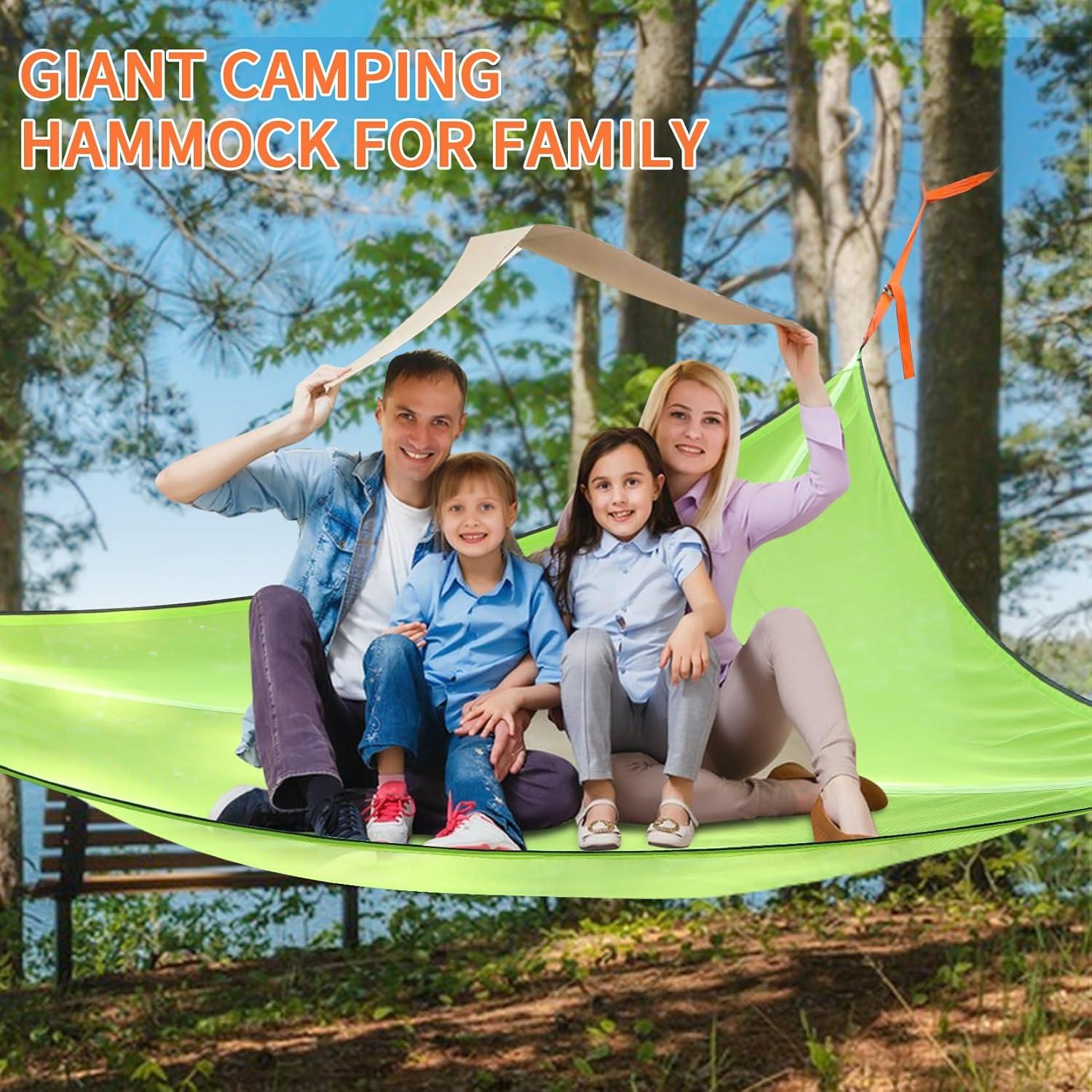 Triangle camping hammock for Outside, multi person hammock 3-6 Person Capacity, Portable 3 Point Hammock With Straps & Storage Bag Outdoor hammock for Gathering, beach, Family (157'', 1100Lbs)