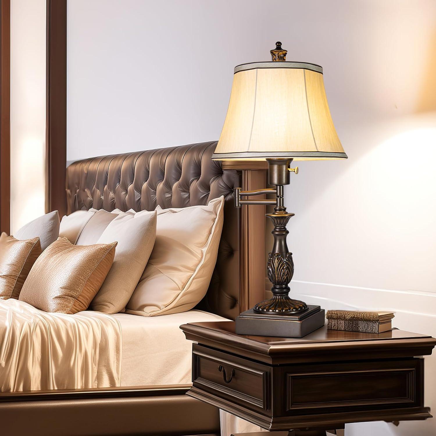 Lámpara de Mesa Rústica Ajustable Scenekoy con USB - Juego de 2