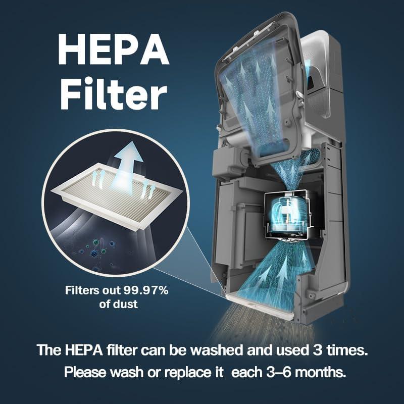 Secador de Manos Vertical JETWELL 1850W con Filtro HEPA