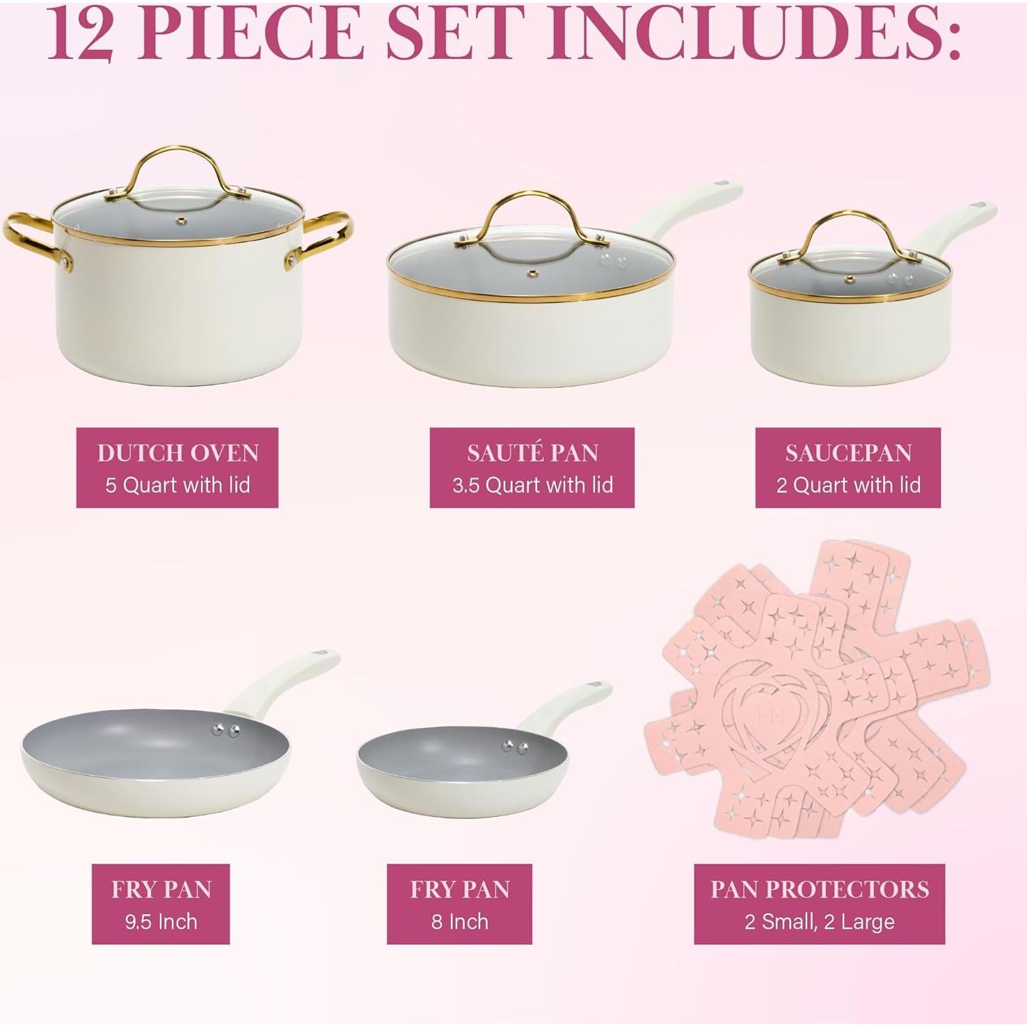 Juego de Ollas y Sartenes Paris Hilton 12 Piezas Antiadherente