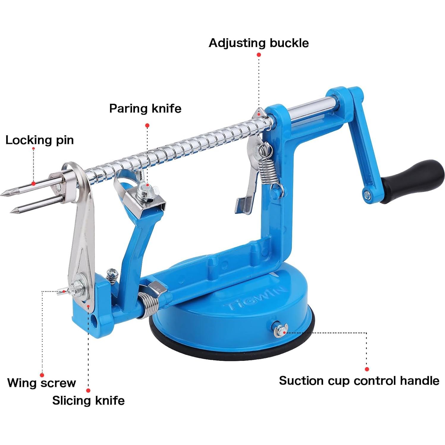 Pelador de Manzanas Tigwin Manual Acero Inoxidable Azul