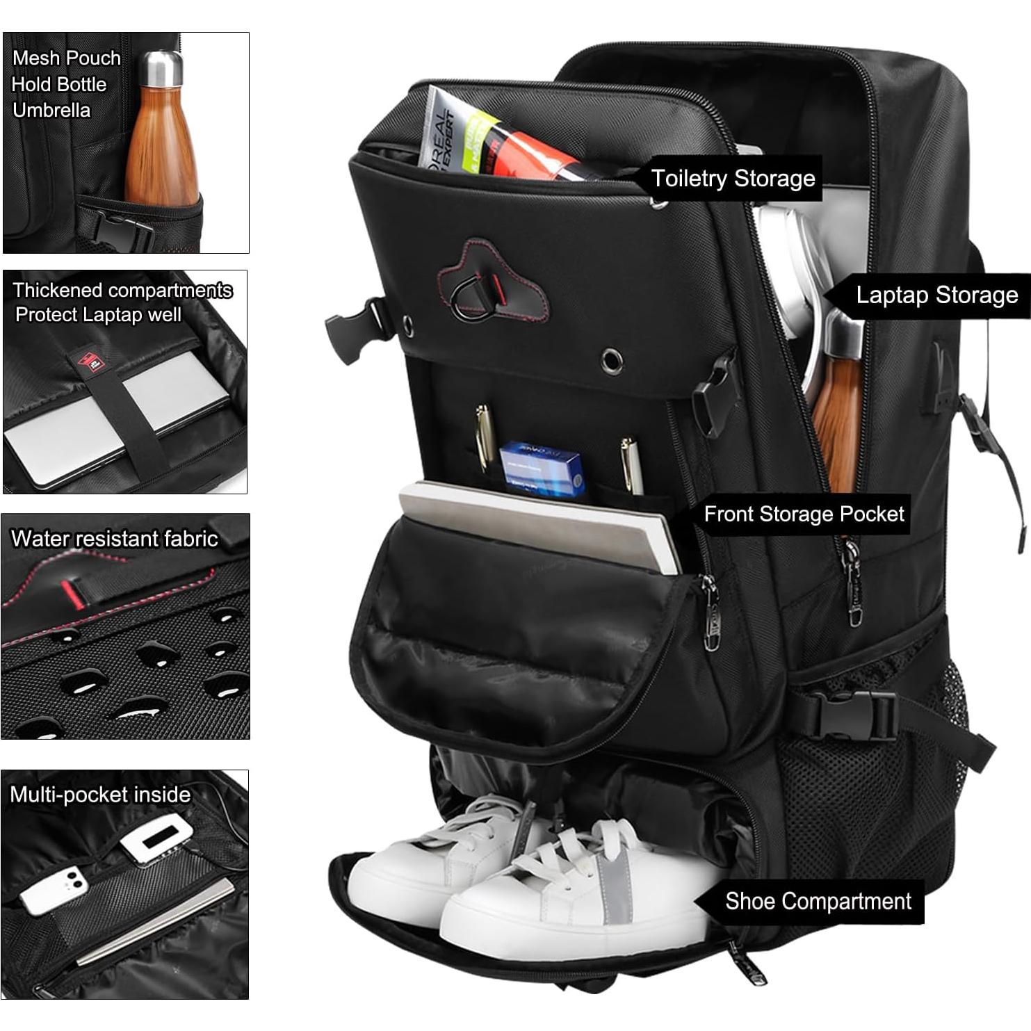 Mochila de Viaje Expandible TB-GR 55L con Cargador USB