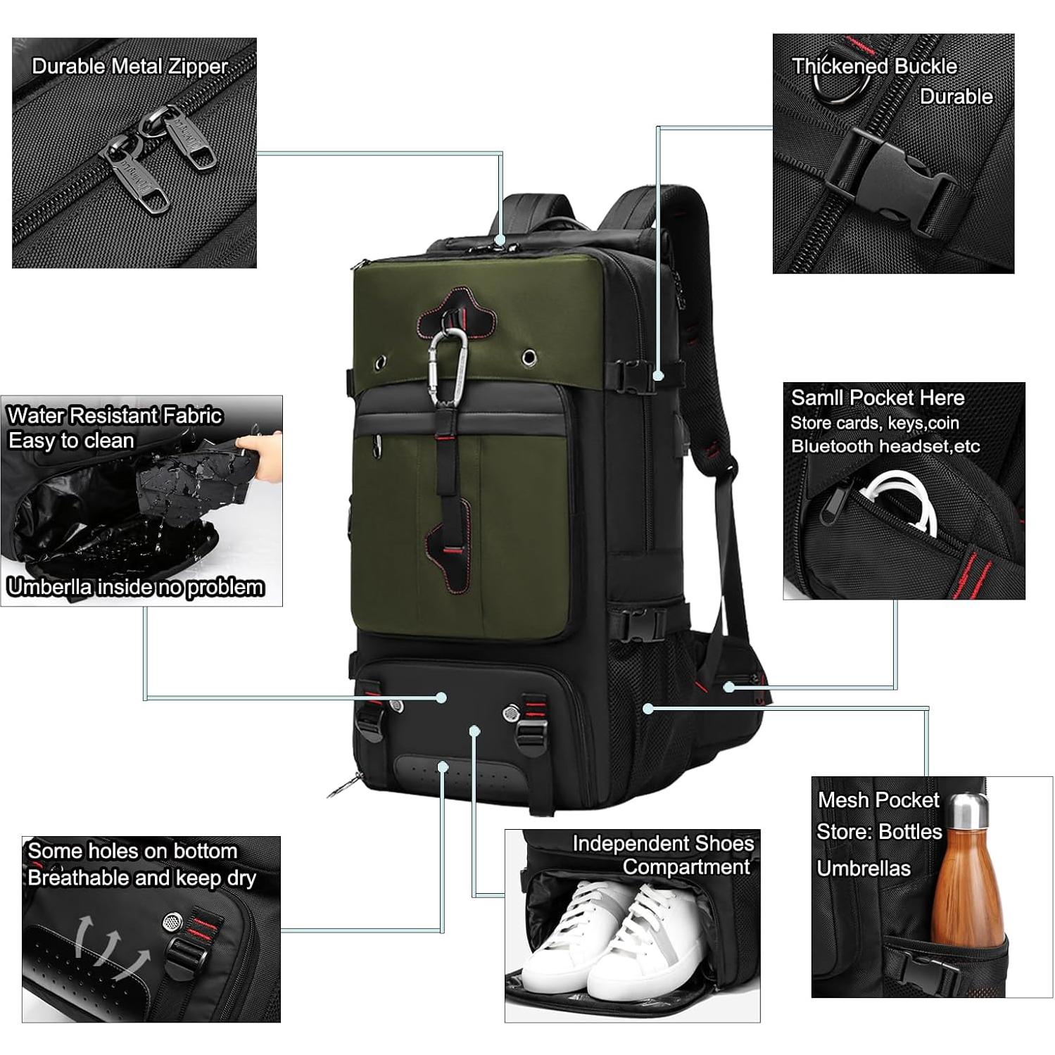 Mochila de Viaje Expandible TB-GR 55L con Cargador USB