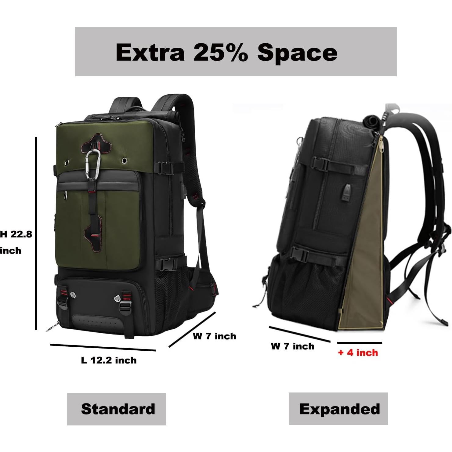 Mochila de Viaje Expandible TB-GR 55L con Cargador USB