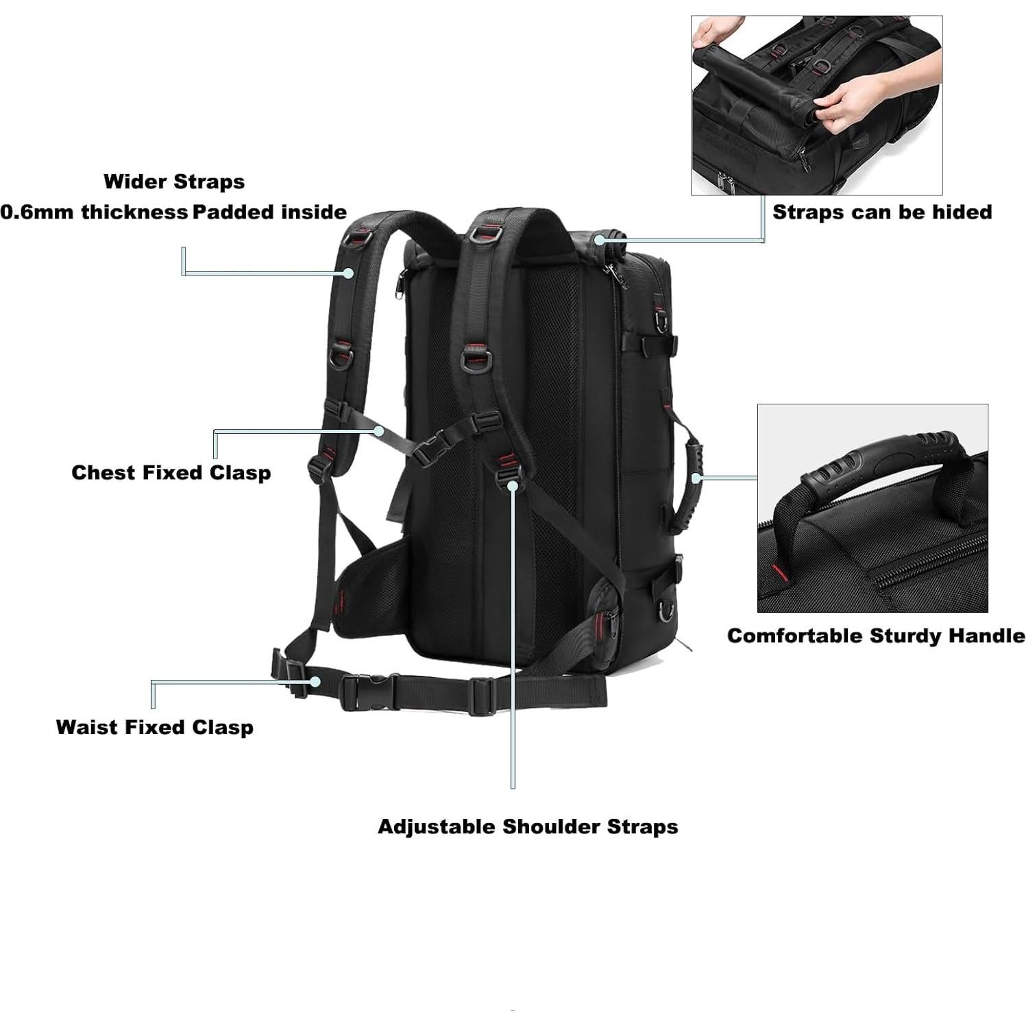 Mochila de Viaje Expandible TB-GR 55L con Cargador USB