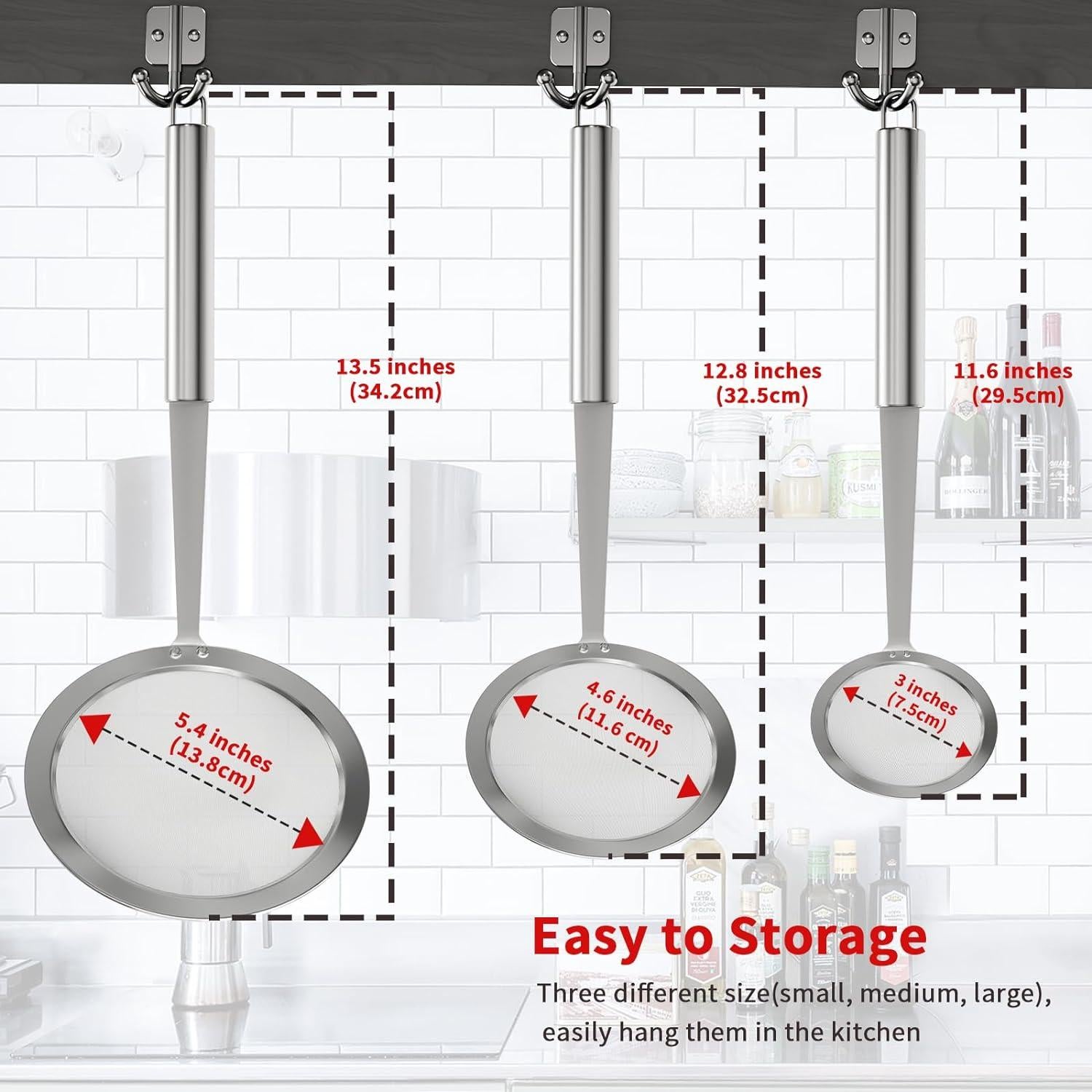 Cuchara de Malla Fina Newness Acero Inoxidable 304 Paquete de 3