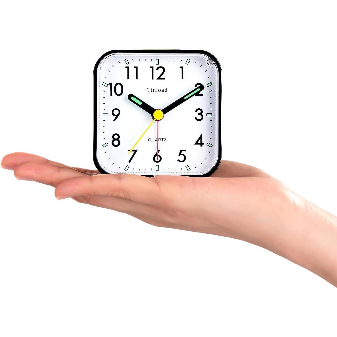 Reloj Despertador Analógico Tinload Compacto Silencioso Negro