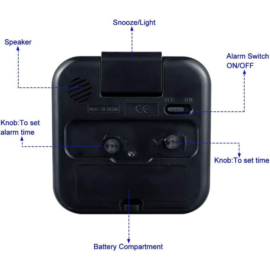 Reloj Despertador Analógico Tinload Compacto Silencioso Negro