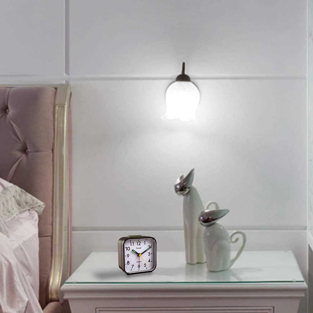 Reloj Despertador Analógico Tinload Compacto Silencioso Negro