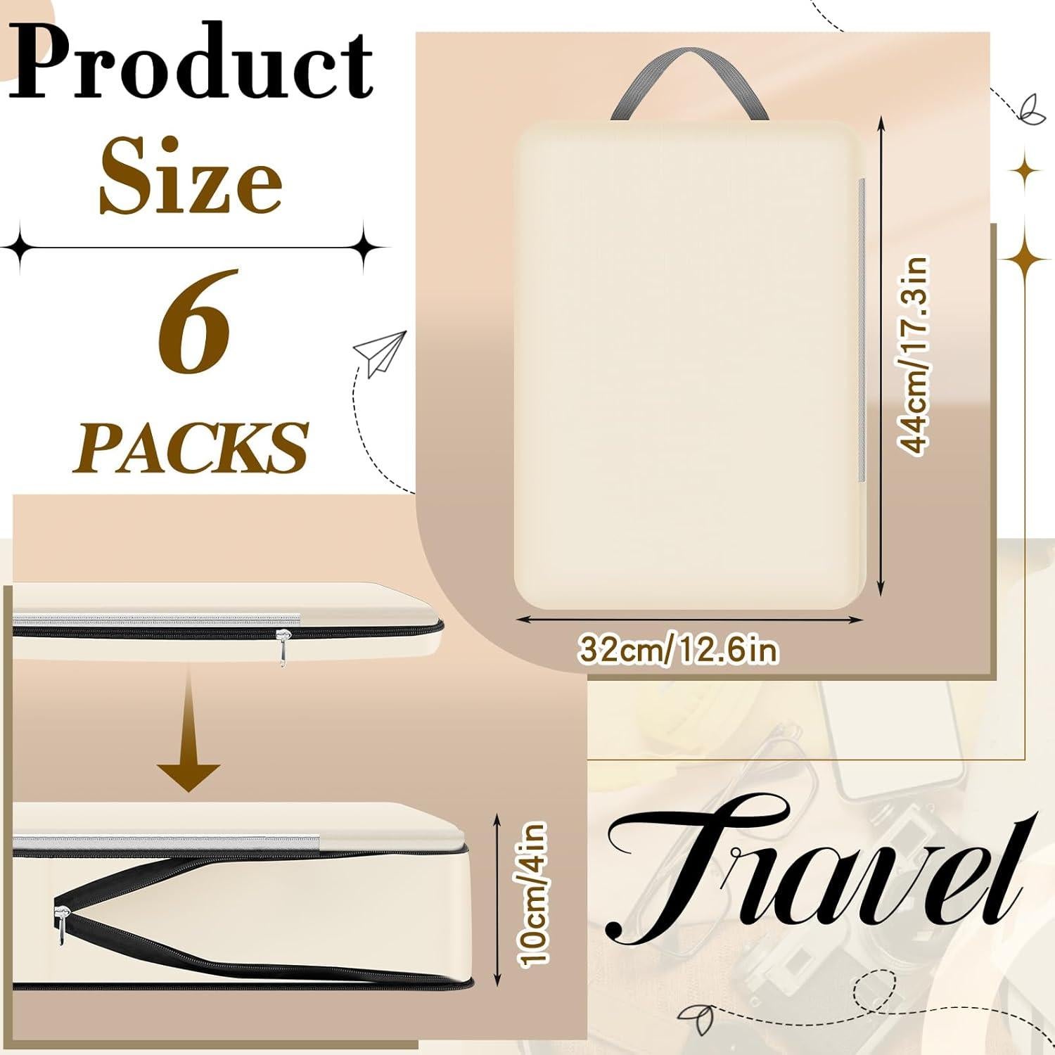 6 Bolsas de Compresión Hosuly 44 x 32 cm Nylon Beige