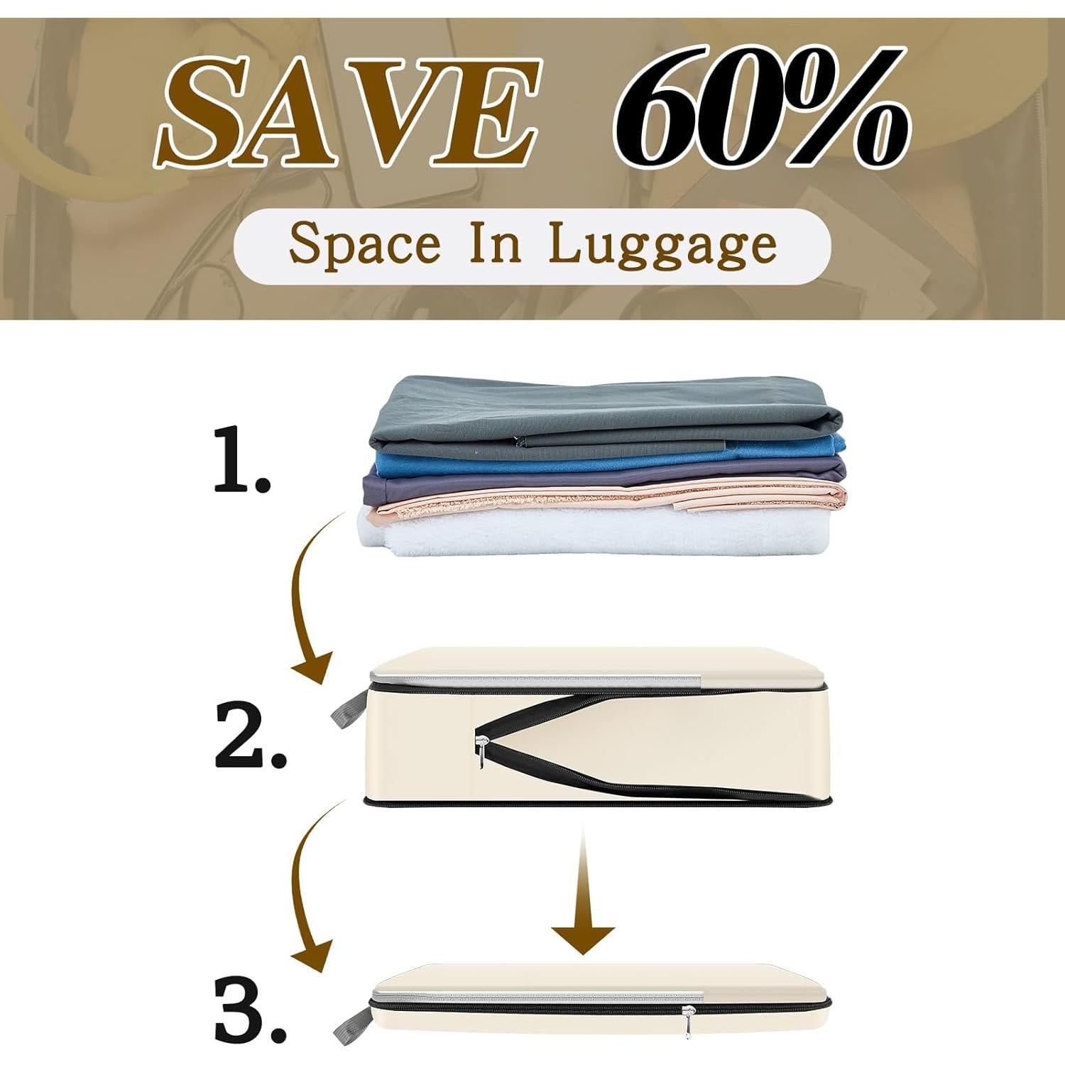 6 Bolsas de Compresión Hosuly 44 x 32 cm Nylon Beige