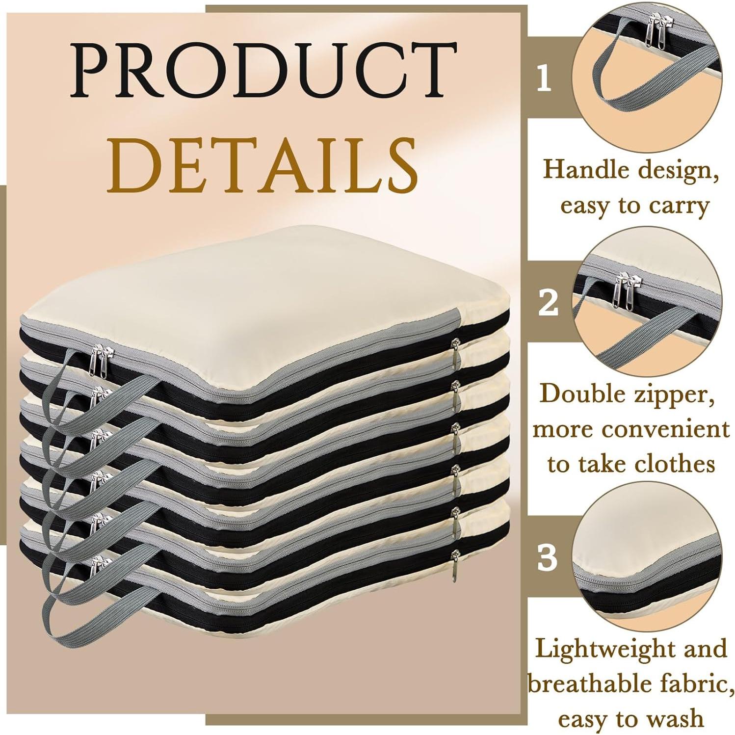 6 Bolsas de Compresión Hosuly 44 x 32 cm Nylon Beige