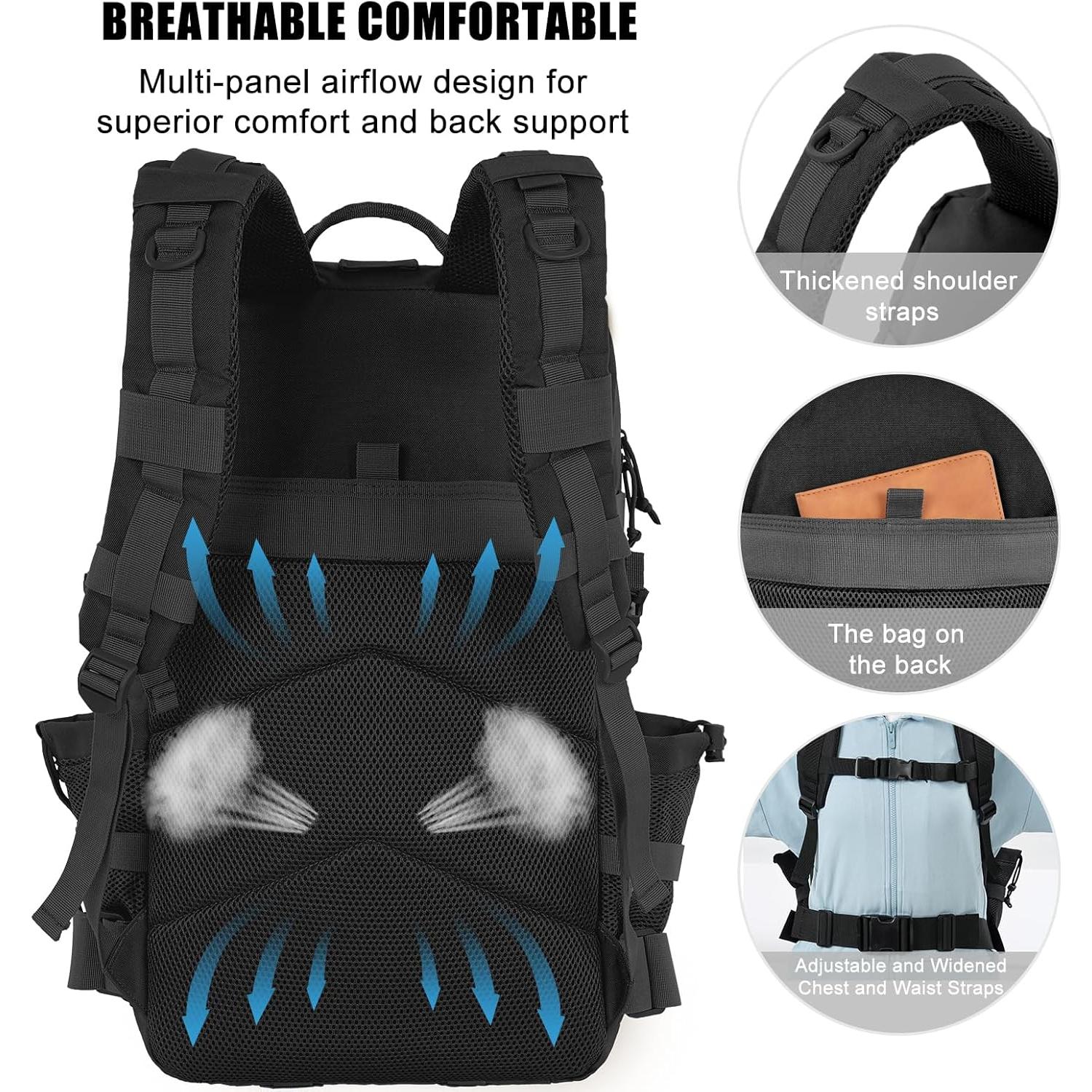 Mochila Táctica Militar 50L Shenzhenshi Negra Resistente