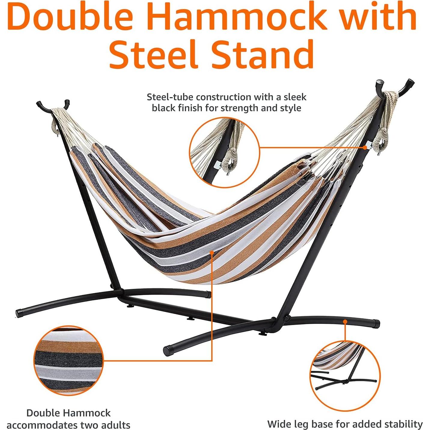 Hamaca Doble Amazon Basics con Soporte de Acero 213 kg