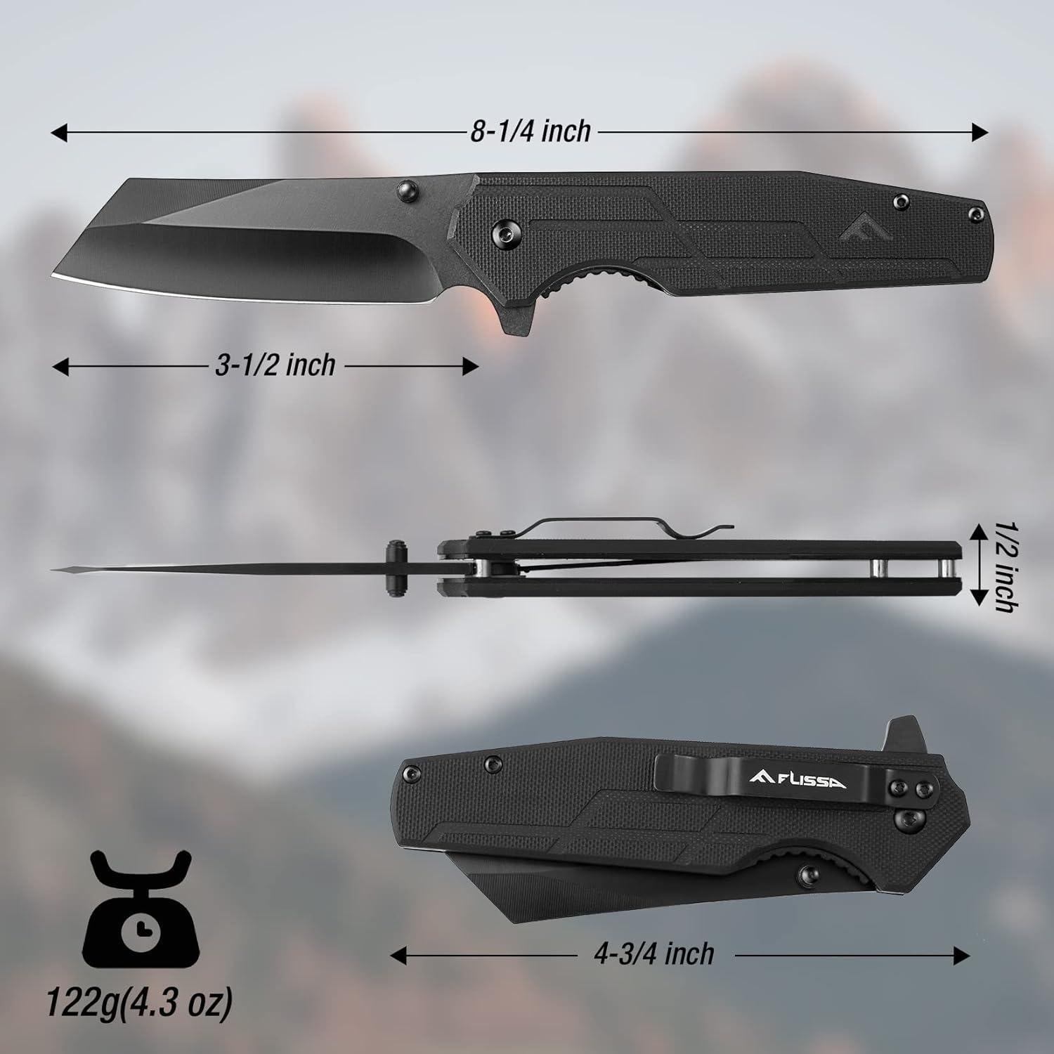 Cuchillo de bolsillo FLISSA táctico plegable 8.89 cm G10