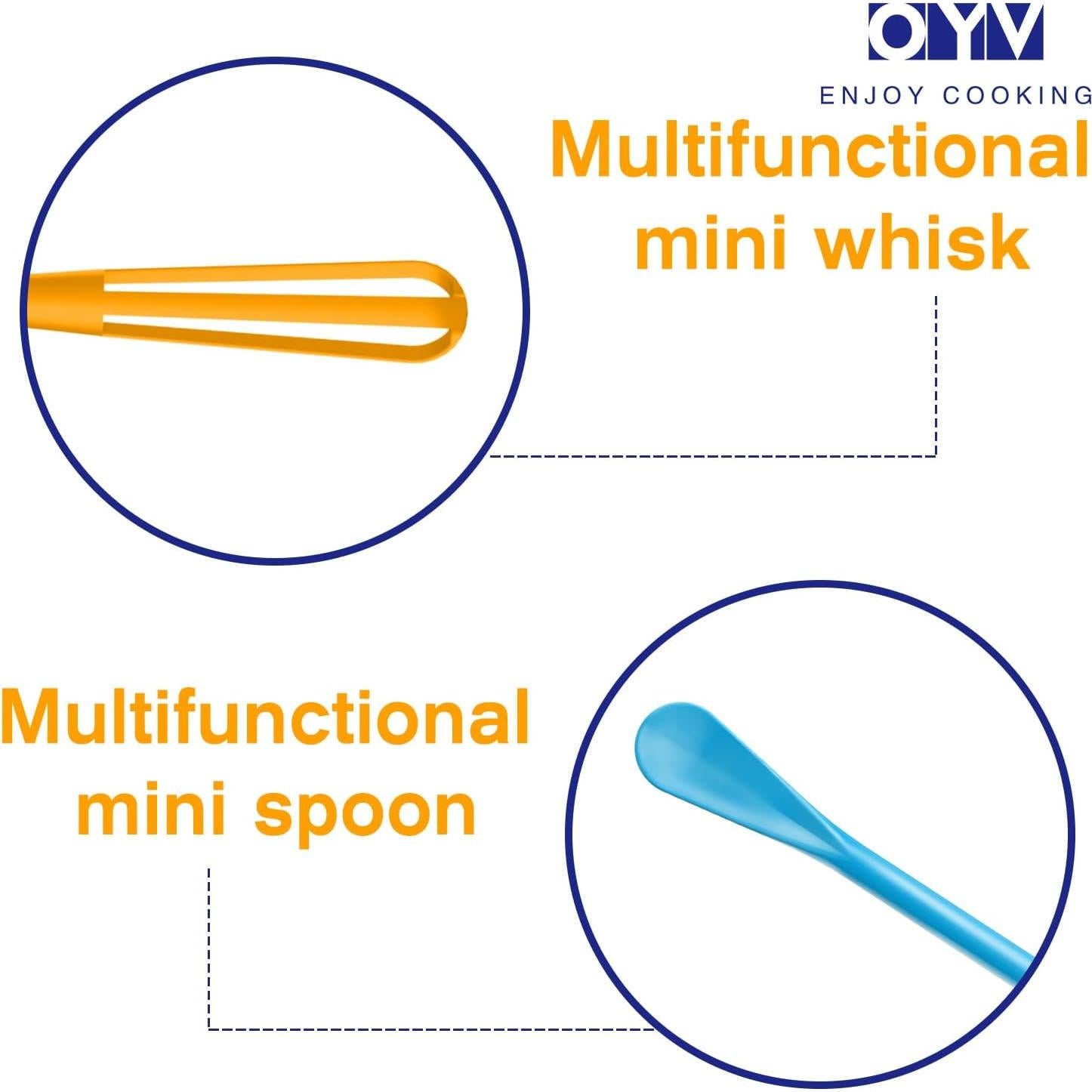 Colorful Mini Whisk, Mini Spoon, Multifunctional Small Whisks for Cooking, Tiny Whisk 7 Pieces, Mini Small Wisk, for Blending, Whisking, Beating Ingredients, Mixing Sauces