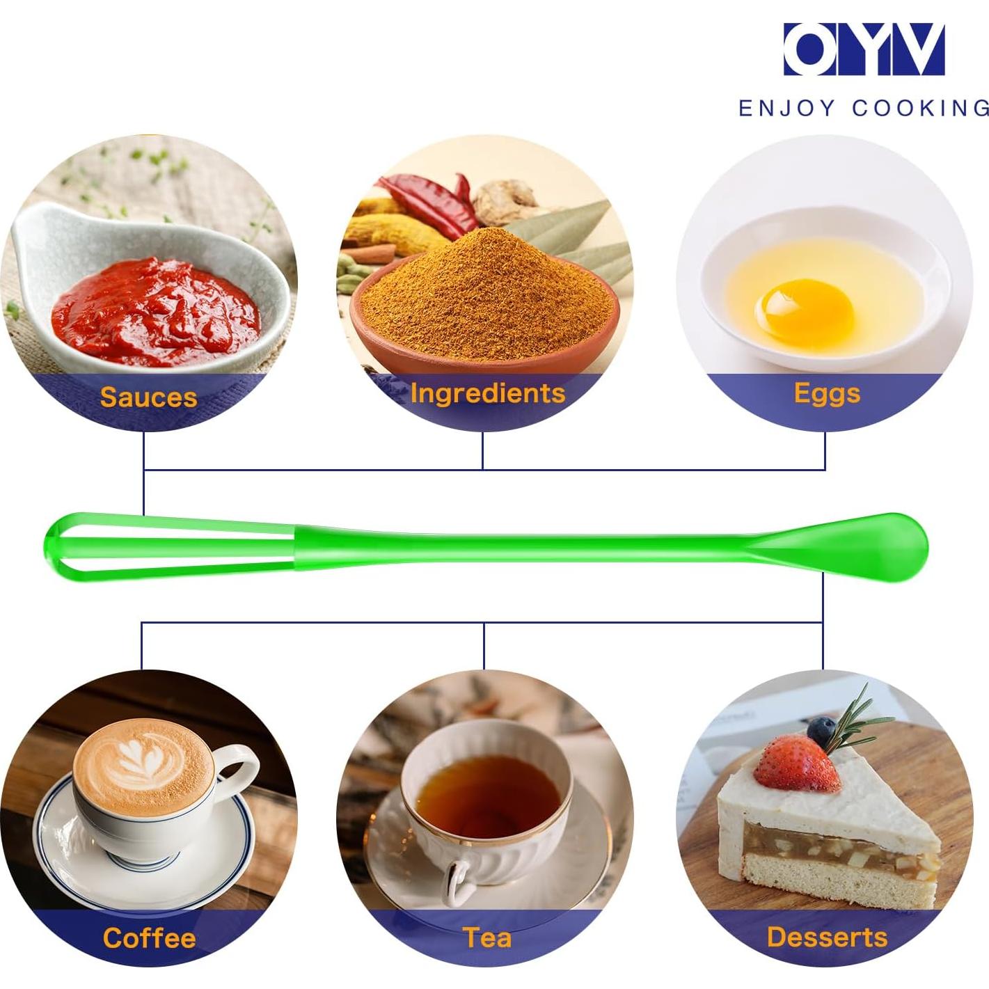 Colorful Mini Whisk, Mini Spoon, Multifunctional Small Whisks for Cooking, Tiny Whisk 7 Pieces, Mini Small Wisk, for Blending, Whisking, Beating Ingredients, Mixing Sauces