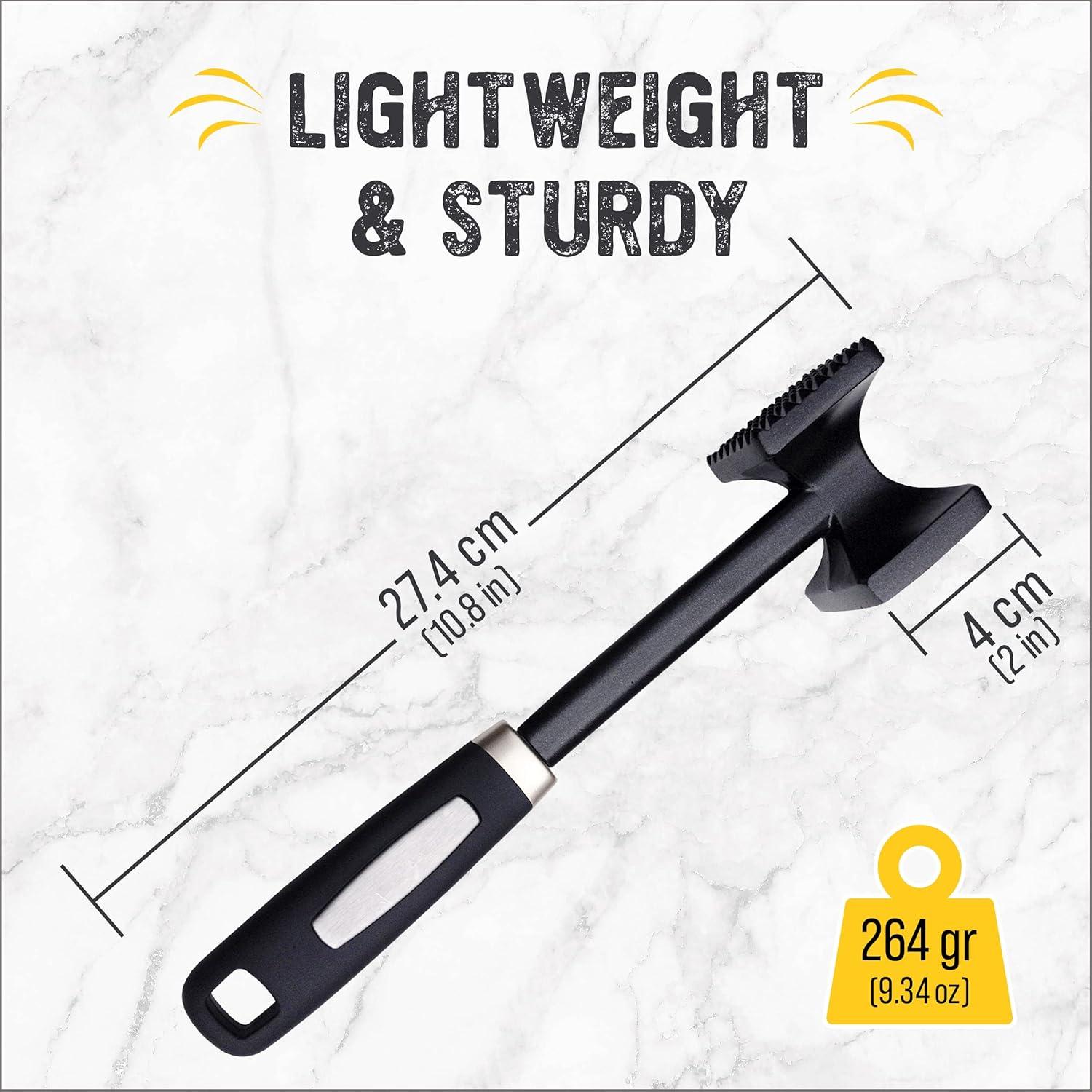 ﻿Checkered Chef Meat Tenderizer Tool - Dishwasher Safe Metal Kitchen Mallet for Tenderizing Chicken, Beef, Pork & Nuts with Non-Slip Grip