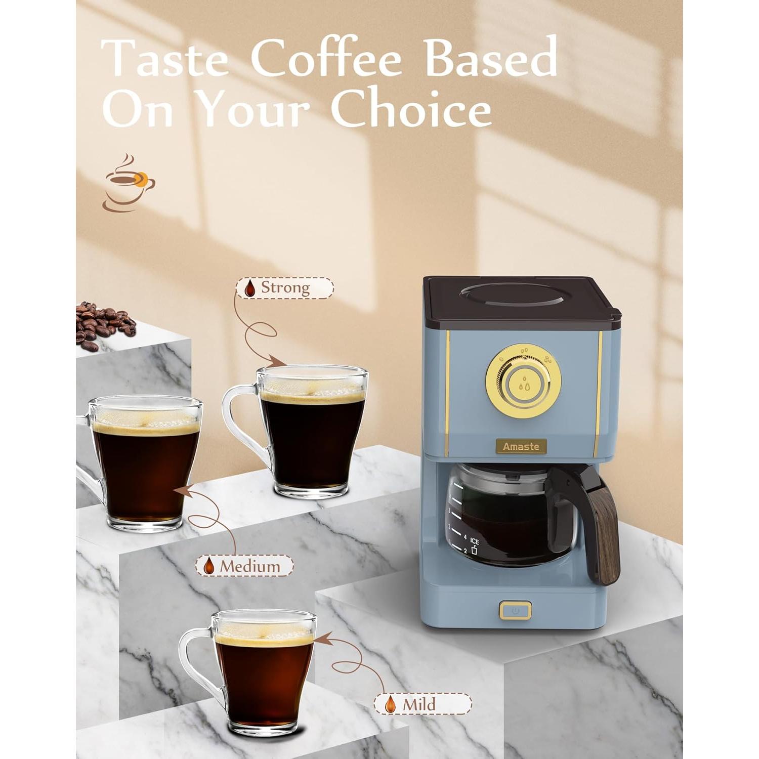 Cafetera Amaste CM 1003AE Retro 5 Tazas Azul Ceniza