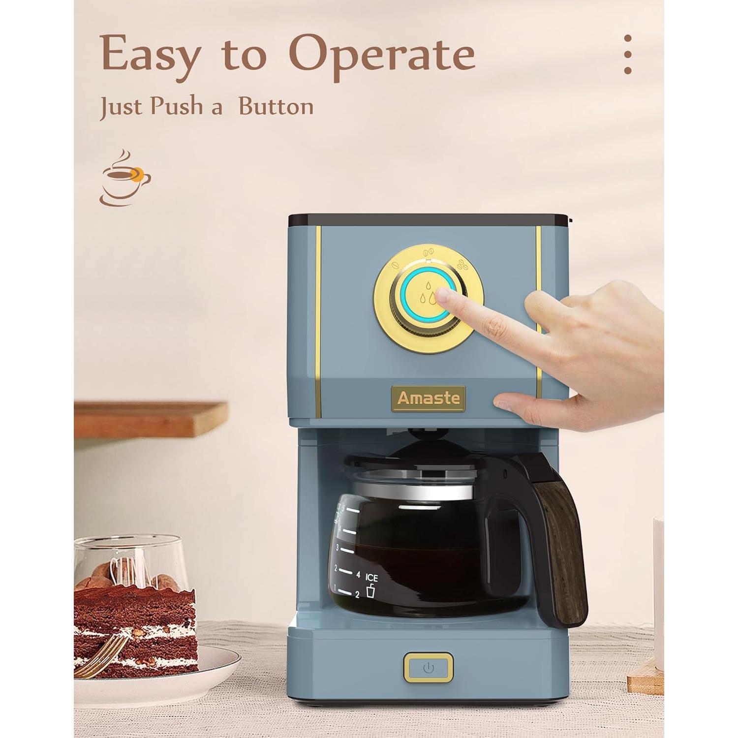 Cafetera Amaste CM 1003AE Retro 5 Tazas Azul Ceniza