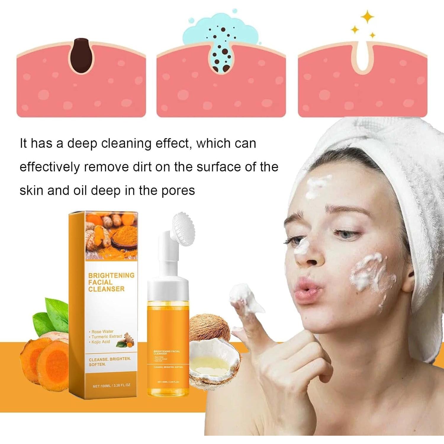 Limpiador Facial Espumoso de Cúrcuma HuaQing 190g