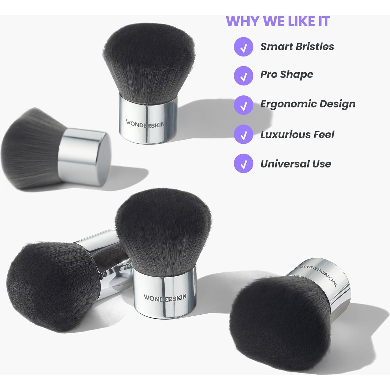 Brocha Kabuki Wonderskin Gris Oscuro - Cerdas Ultra Suaves