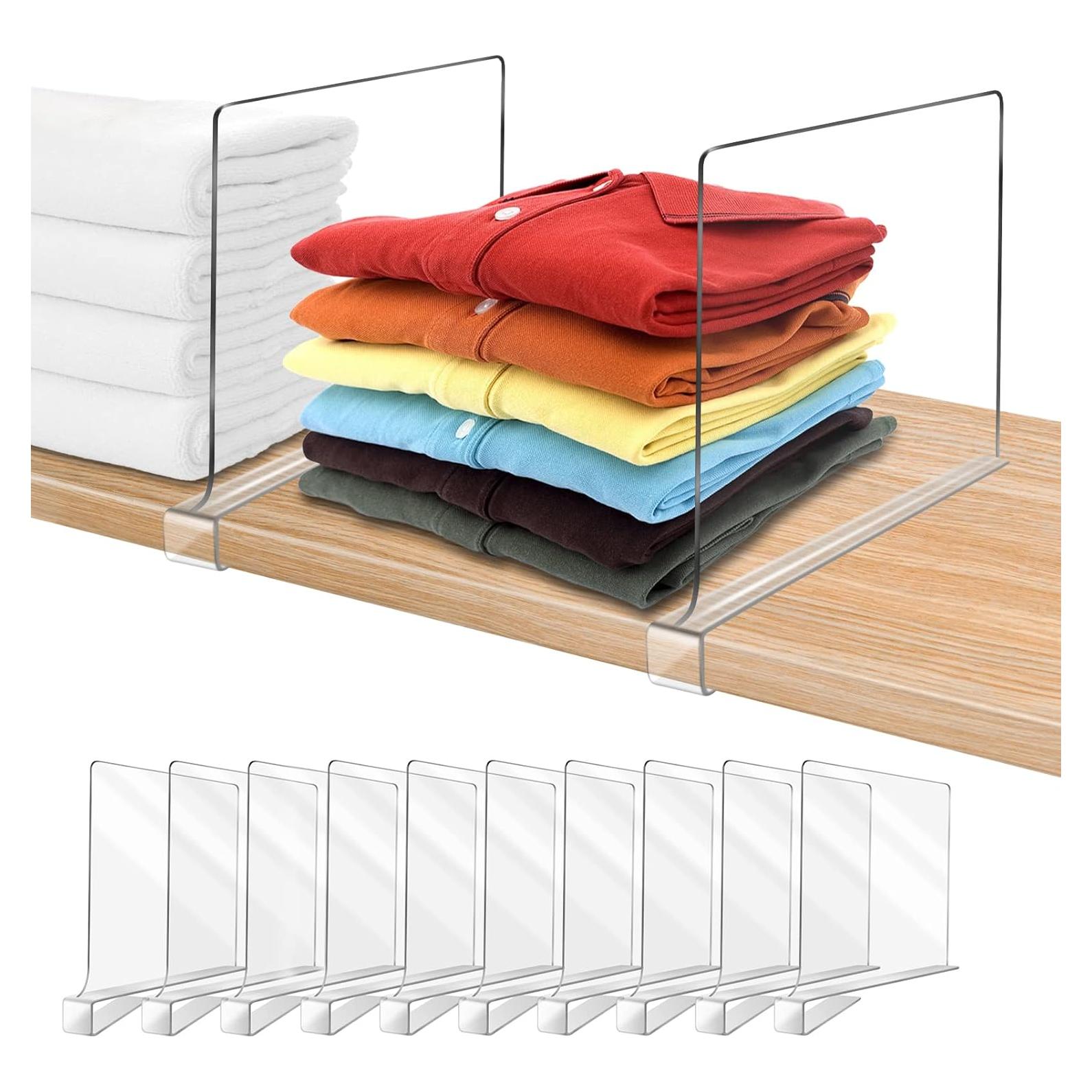 Divisores de Estante Acrílicos OMGelic 10PCS para Closet