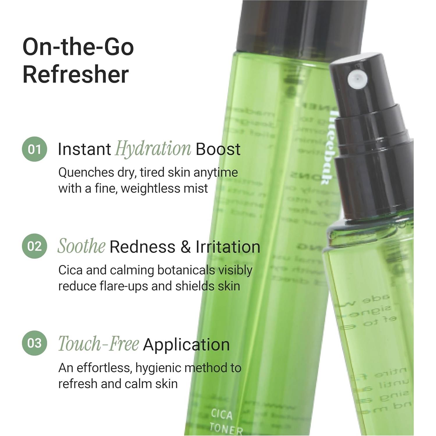 Meebak CICA Toner Spray | Korean Face Mist | Facial Spray with Centella Asiatica & Vitamin E | Soothing Face Toner for Sensitive, Oily, and Combination Skin | 4 fl oz