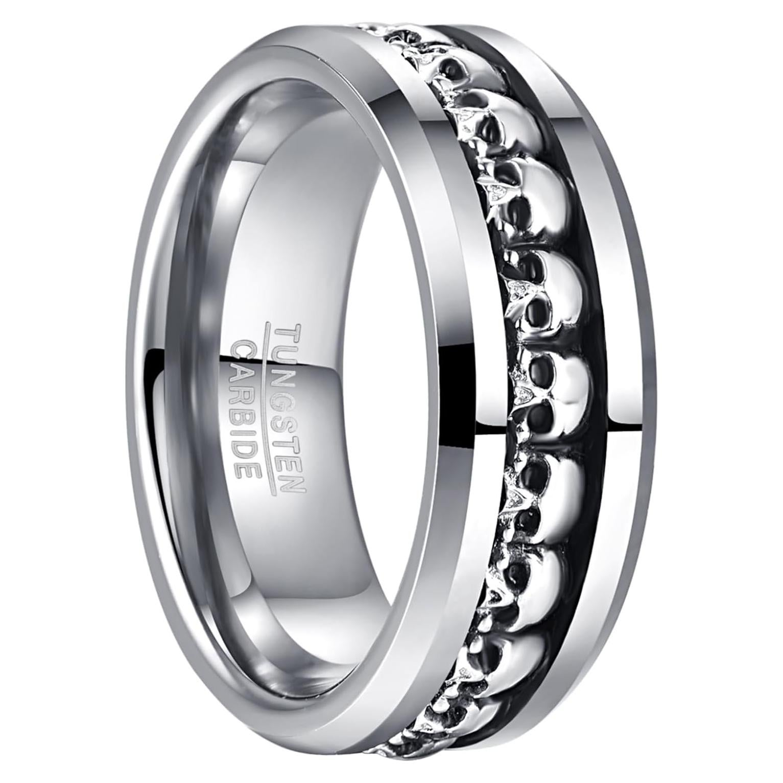 Anillo NUNCAD 925 Plata de Ley Calavera 8mm para Hombres