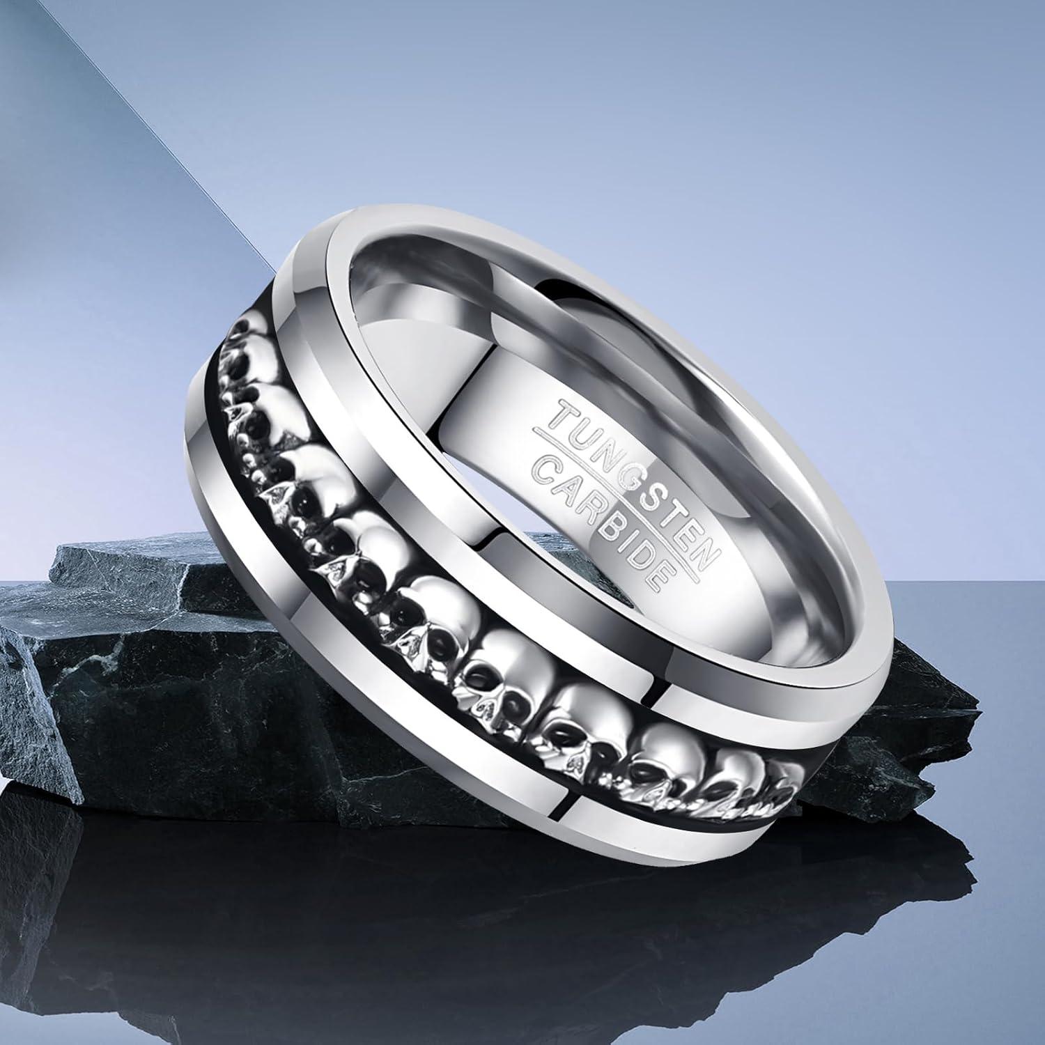 Anillo NUNCAD 925 Plata de Ley Calavera 8mm para Hombres