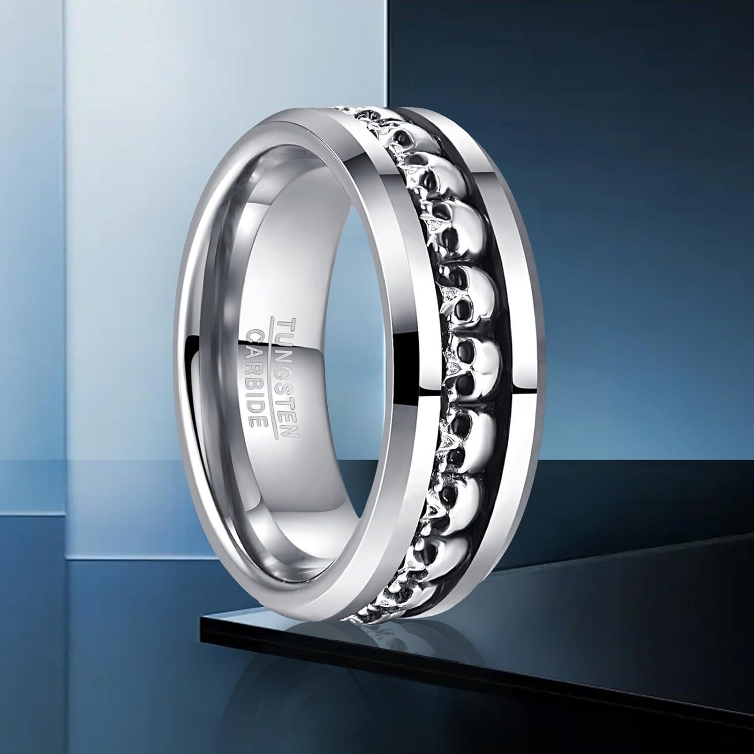 Anillo NUNCAD 925 Plata de Ley Calavera 8mm para Hombres