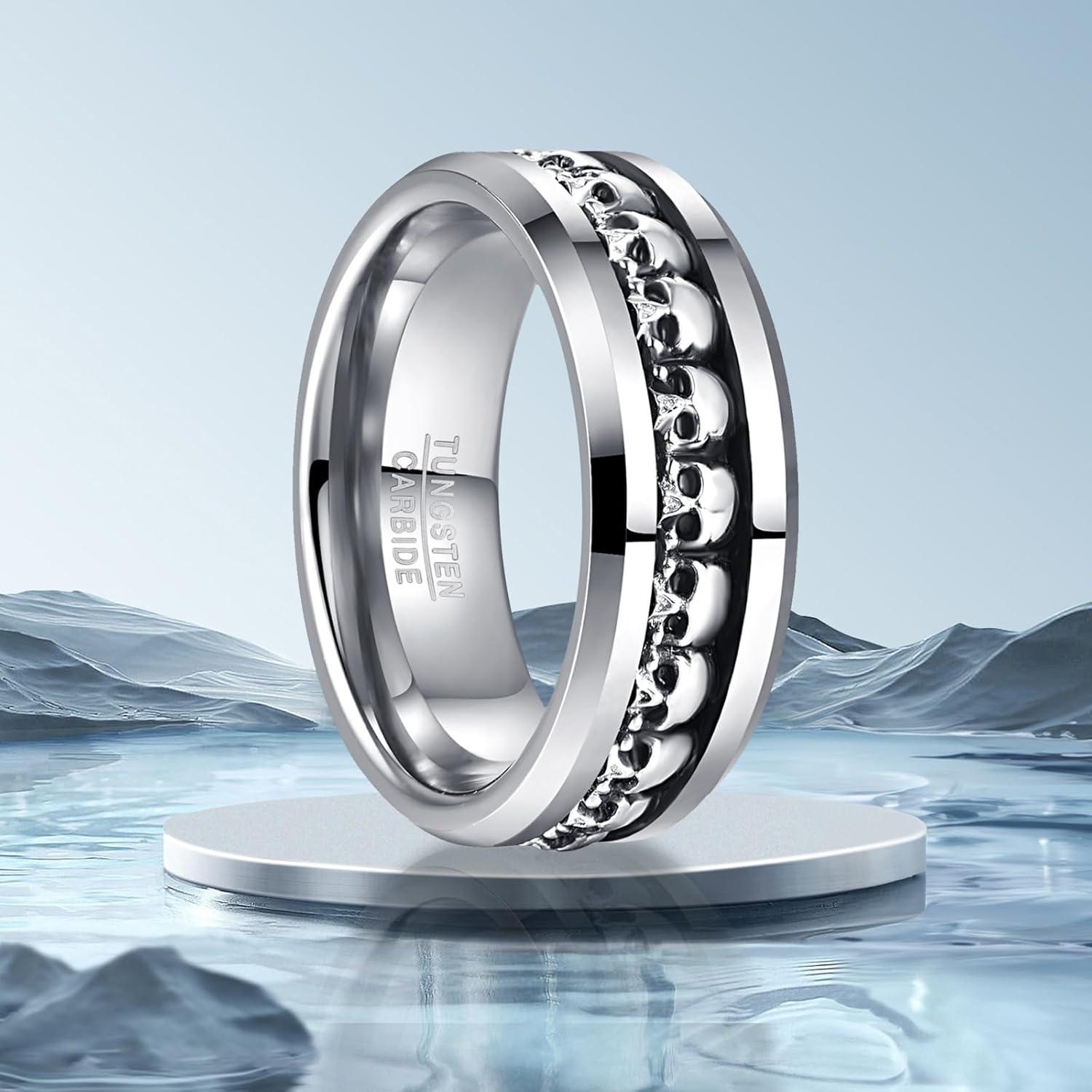 Anillo NUNCAD 925 Plata de Ley Calavera 8mm para Hombres