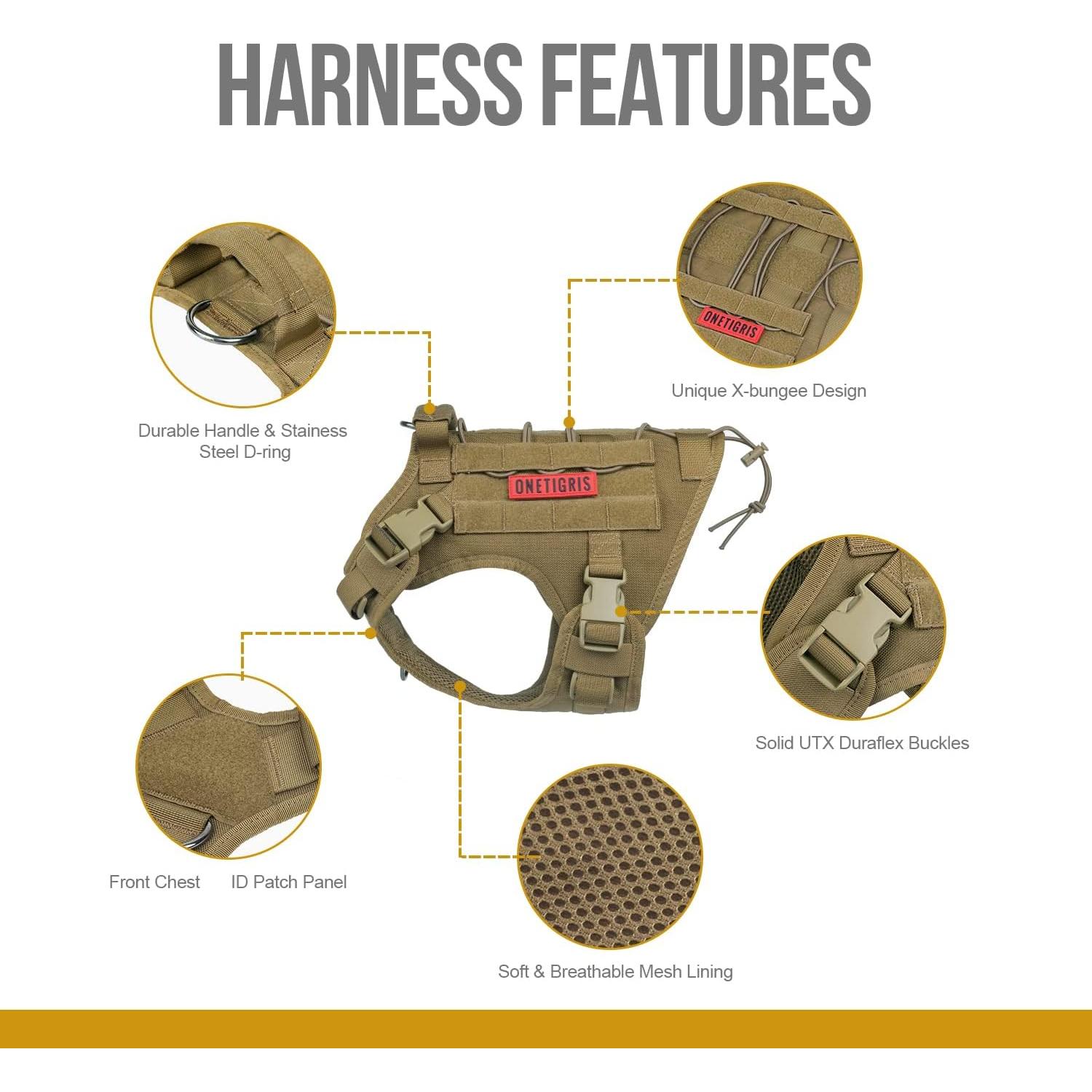 Arnés Táctico para Perros OneTigris X-Grande Marrón