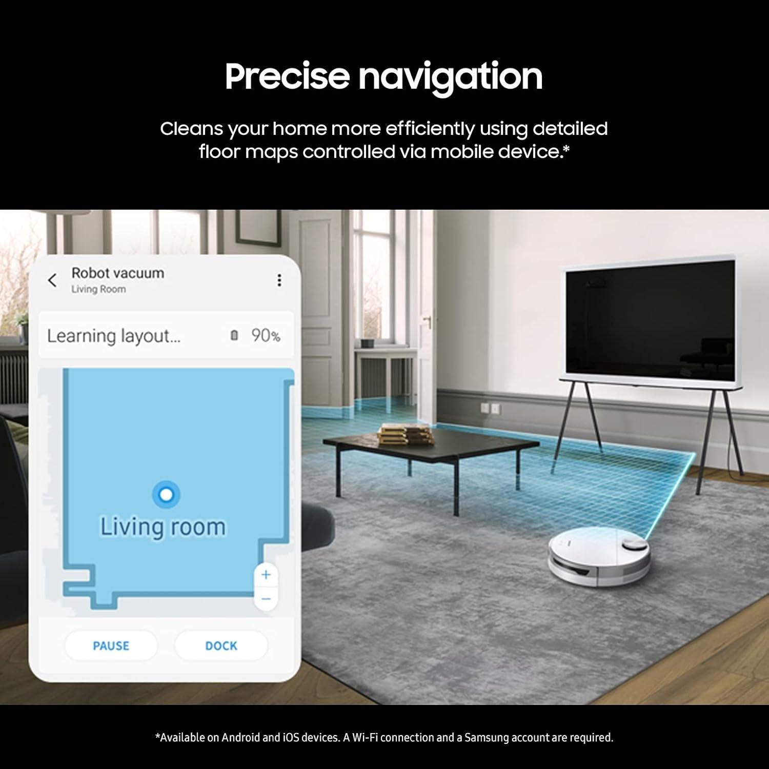 Aspiradora Robot Inalámbrica Samsung Jet Bot VR30T80313W, 0.4L