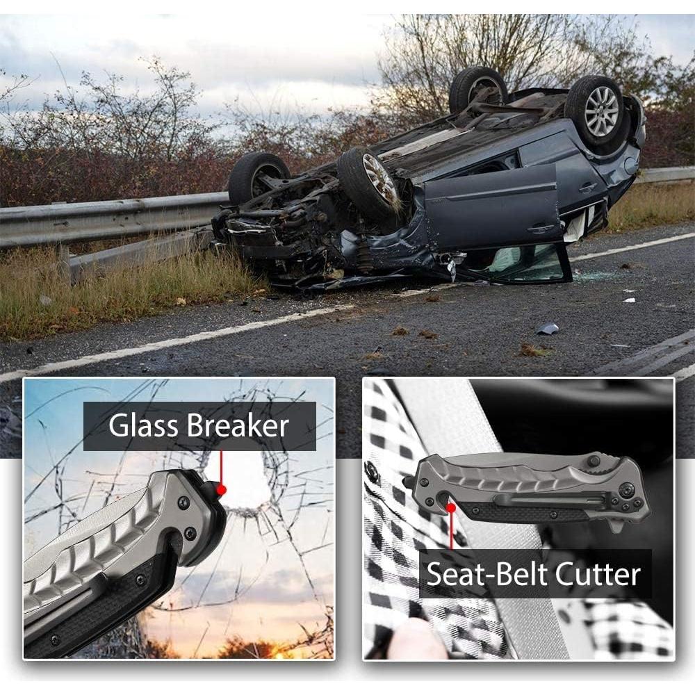 Cuchillo de bolsillo NedFoss FA46 3 en 1 con rompevidrios