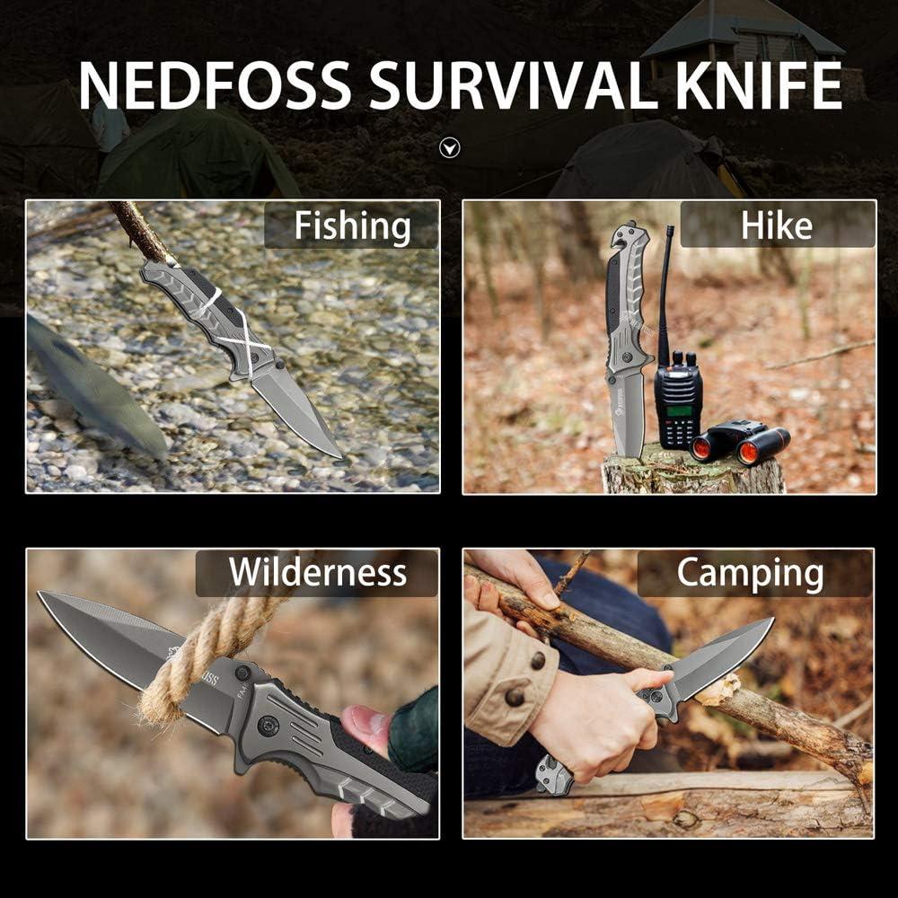 Cuchillo de bolsillo NedFoss FA46 3 en 1 con rompevidrios