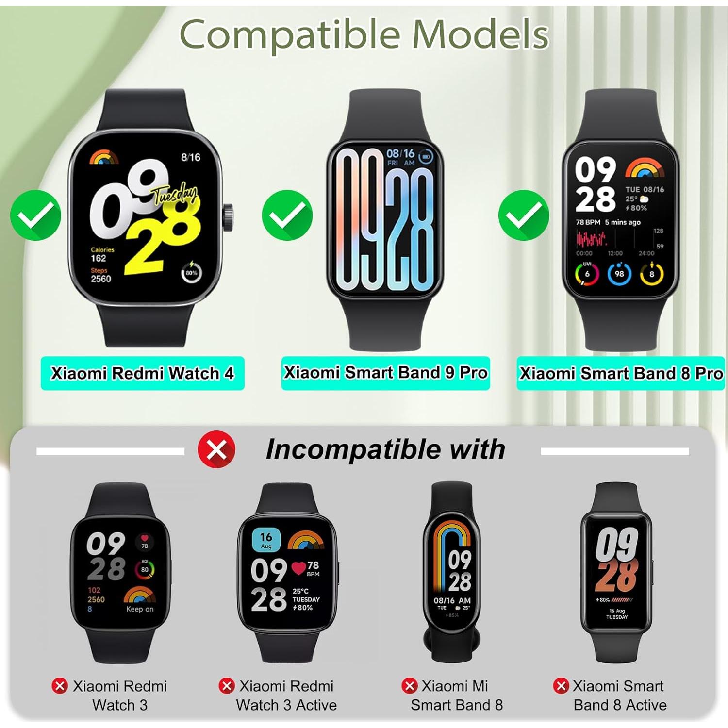 Bandas de Nailon Ajustables Relting para Redmi Watch 4 y Xiaomi Smart Band 8/9 Pro - 2 Piezas