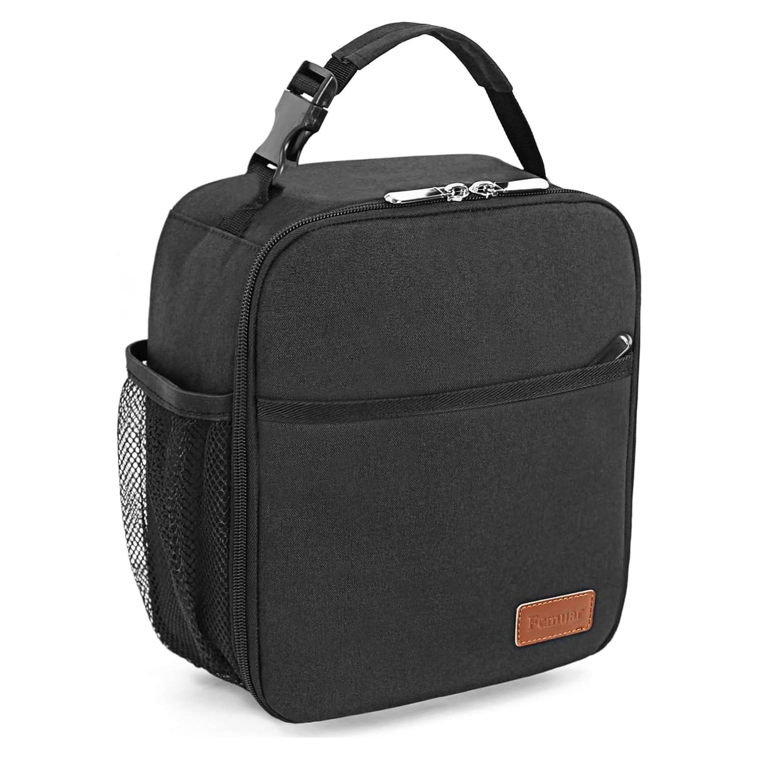 Femuar Lunch Box for Men Women Adults, Small Lunchbox for Work Picnic - Reusable Lunch bag Portable Lunch tote, Black