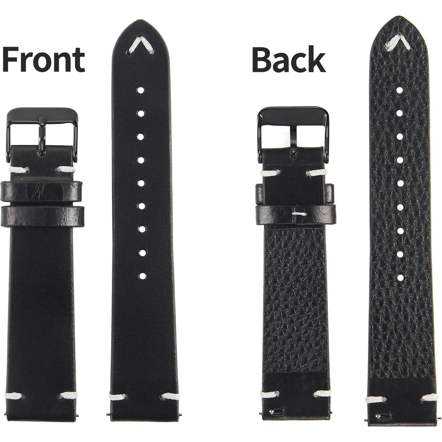 WOUKUP Vintage Leather Watch Band Quick Release Replacement Genuine Watch Strap 18mm 19mm 20mm 22mm for Men and Women
