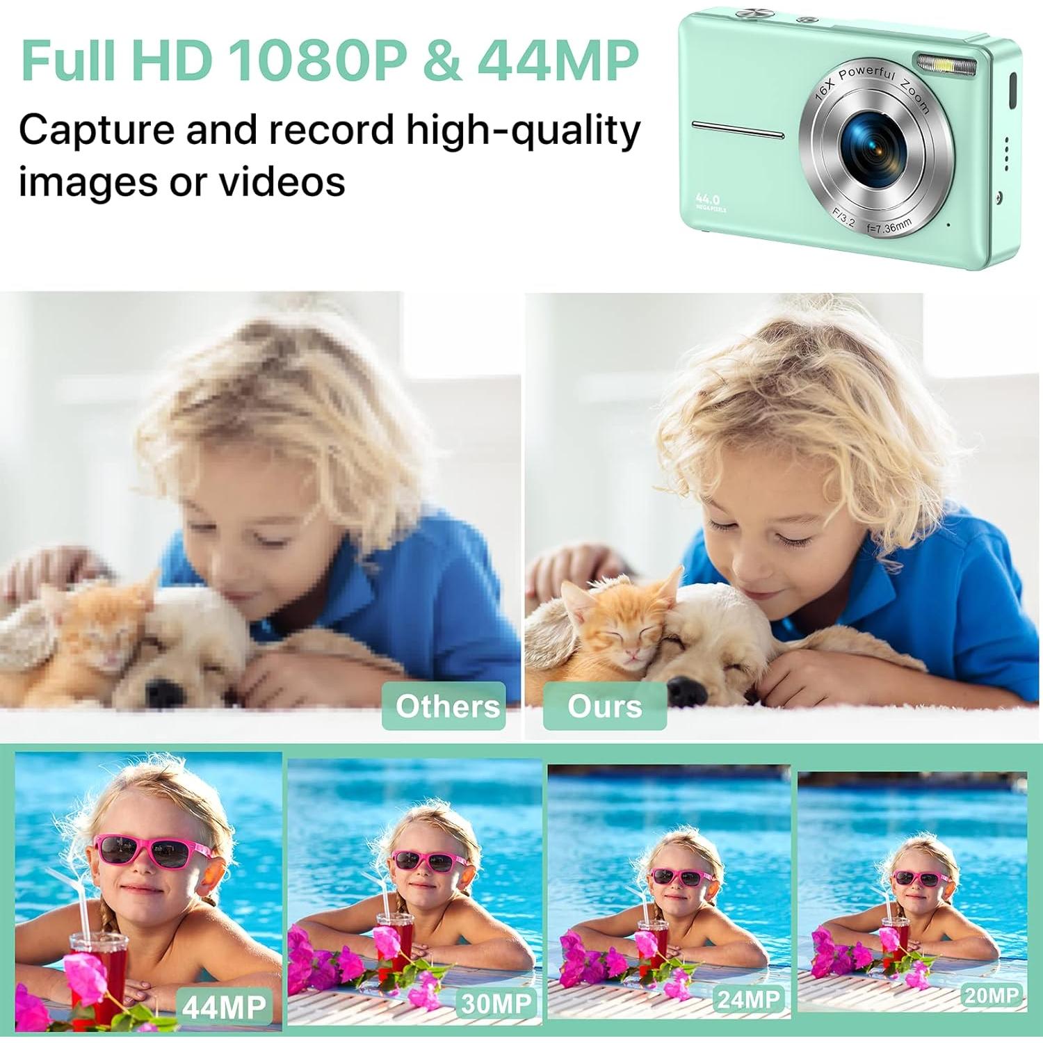 Cámara Digital Compacta VAHOIALD 44MP FHD 1080P Verde