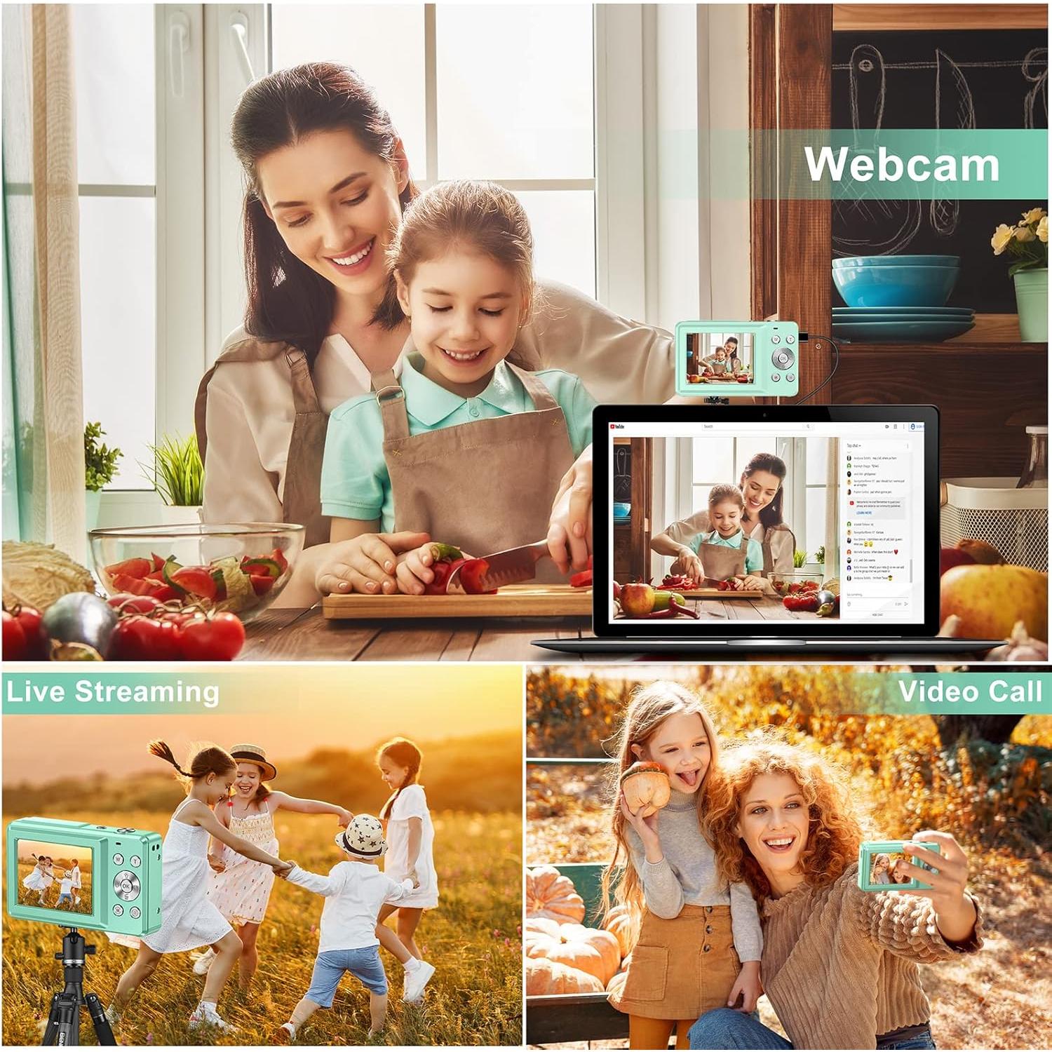 Cámara Digital Compacta VAHOIALD 44MP FHD 1080P Verde